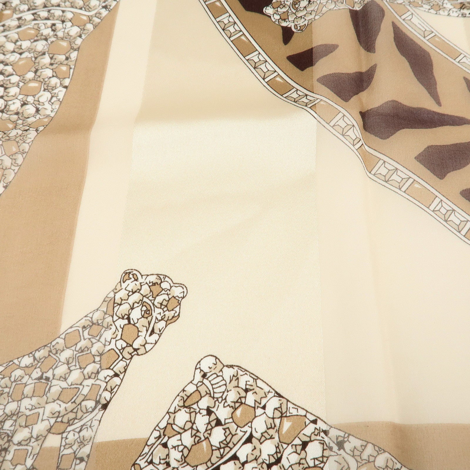 Cartier Must de Cartier Silk 100% Animal Pattern Scarf Light Brown