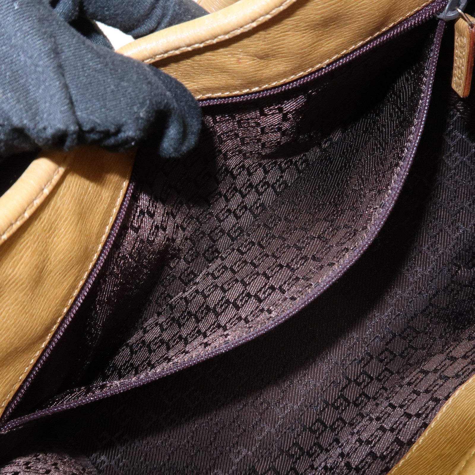 GUCCI Jackie Logo Leather Shoulder Bag Hand Bag Brown 002・1067