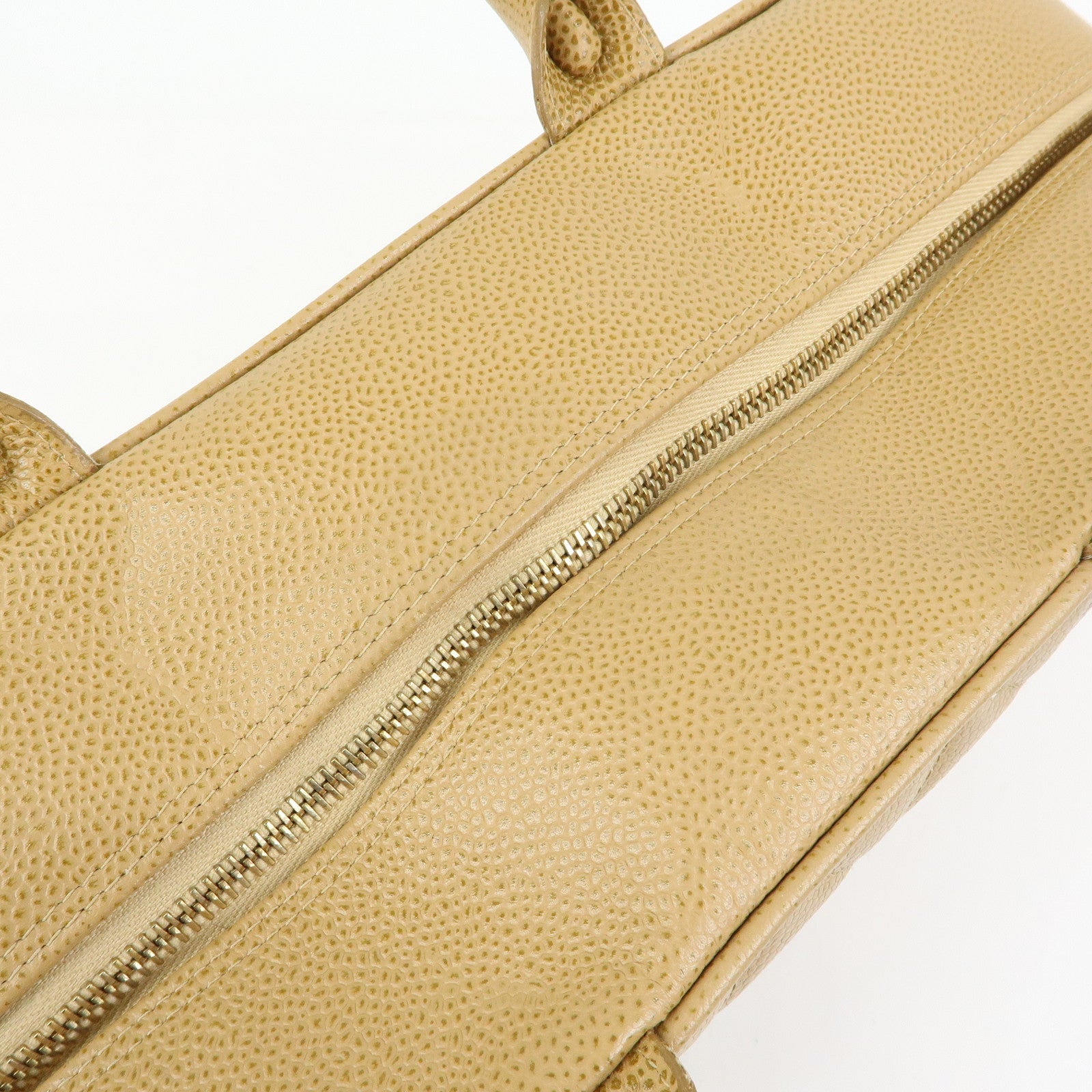 CHANEL COCO Mark Caviarskin Boston Bag Hand Bag Beige