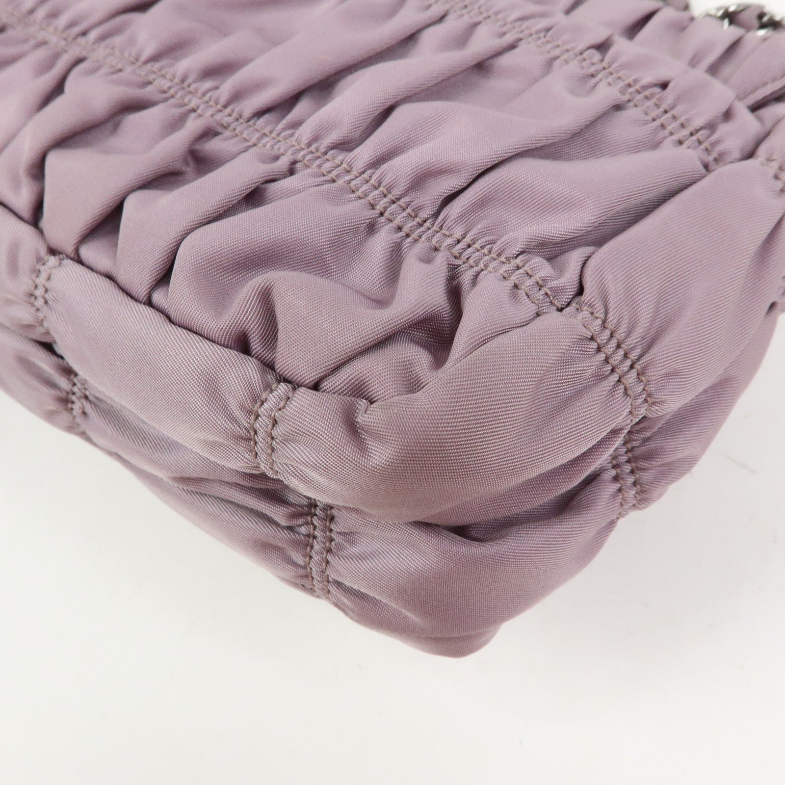 PRADA Tessuto Gaufre Nylon Leather Chain Shoulder Bag Light Purple