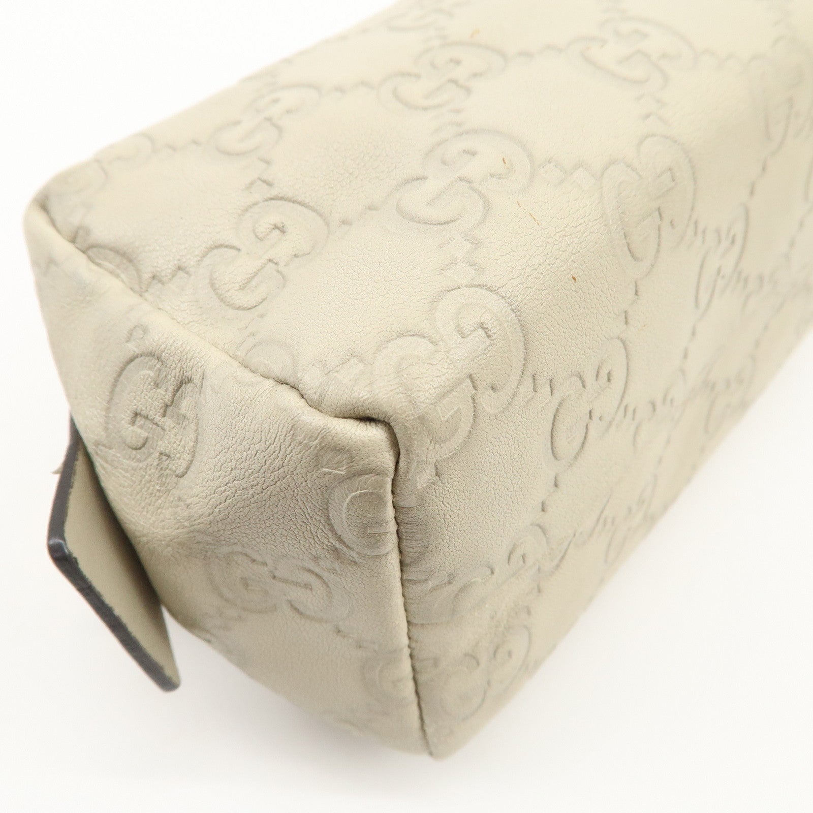 GUCCI Guccissima Leather Pouch Cosmetic Pouch Purse Ivory 153228