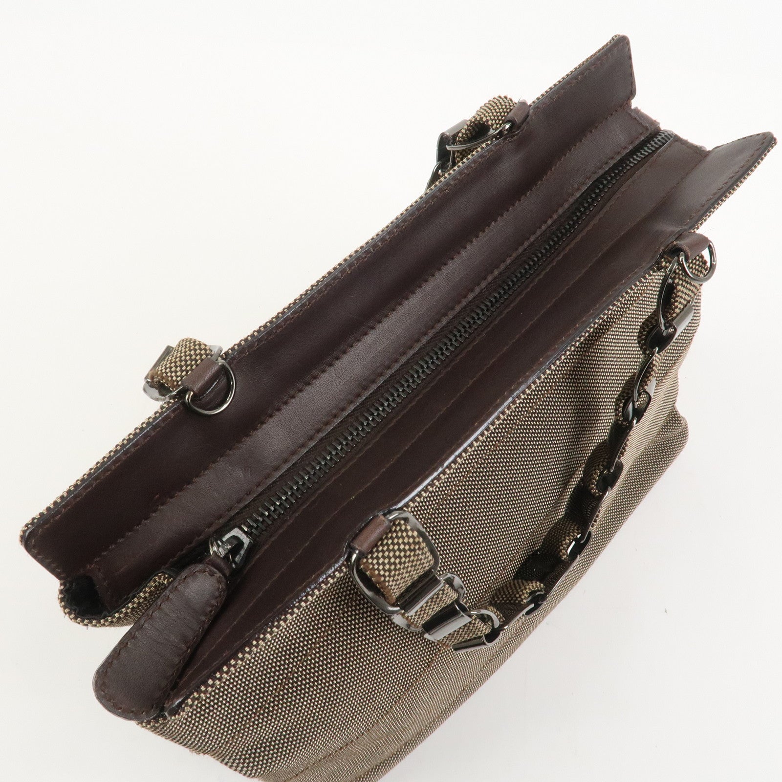 Ferragamo Canvas 2Way Bag Hand Bag Shoulder Bag Brown