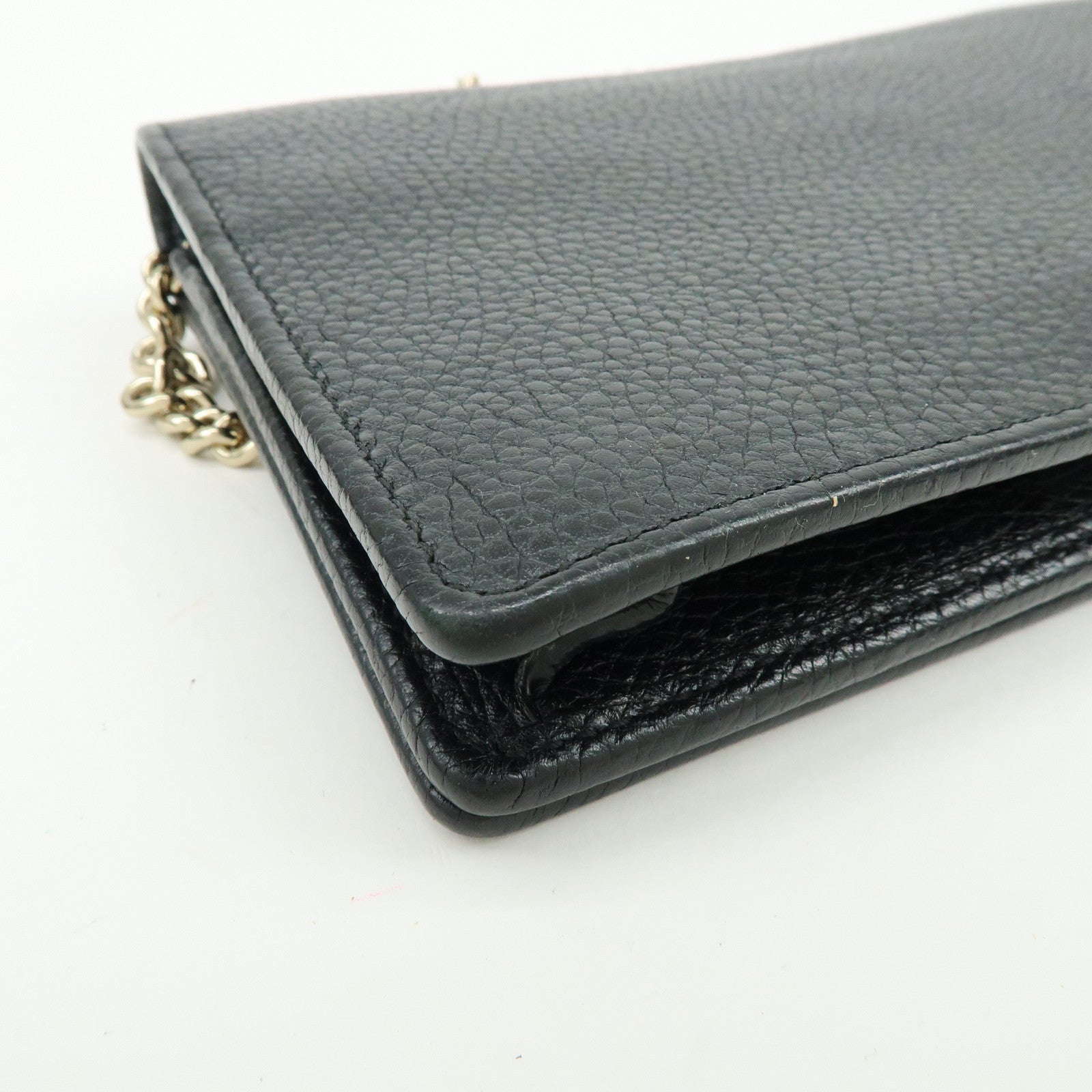 GUCCI SOHO Interlocking G Chain Shoulder Wallet Bag Black 598211