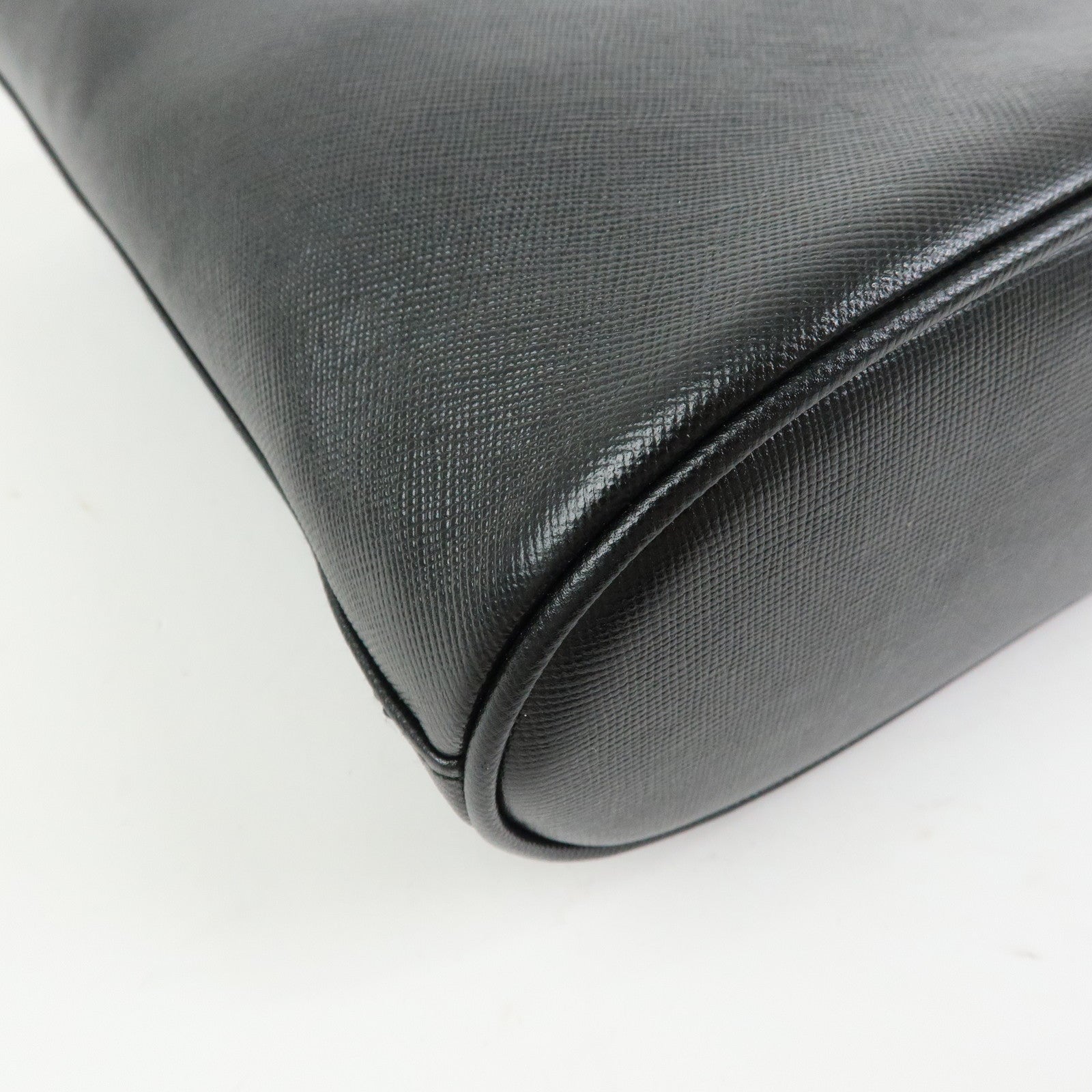 Ferragamo Gancini Leather Tote Bag Hand Bag Bucket Bag Black