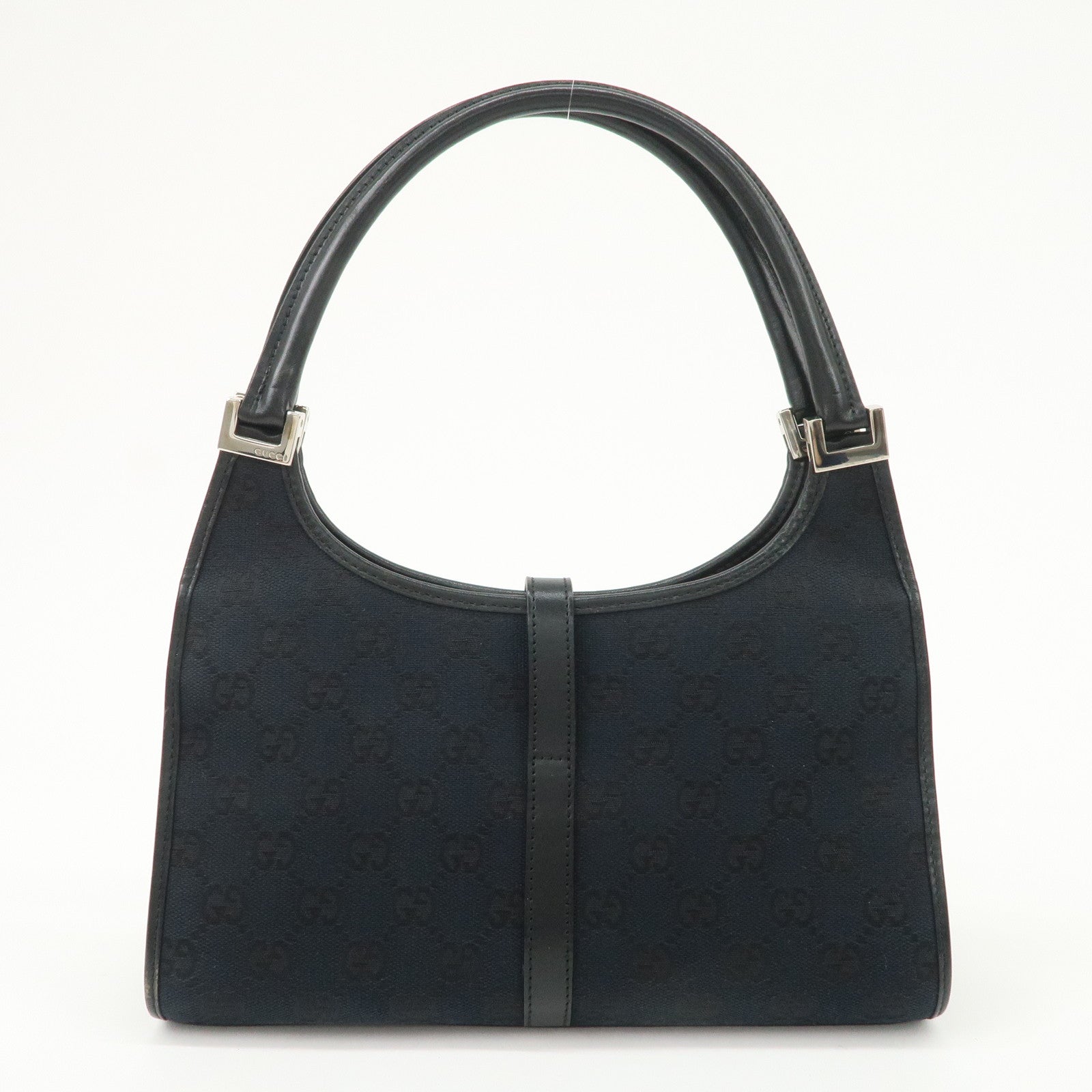 GUCCI Jackie GG Canvas Leather Shoulder Bag Hand Bag Black 002.1068
