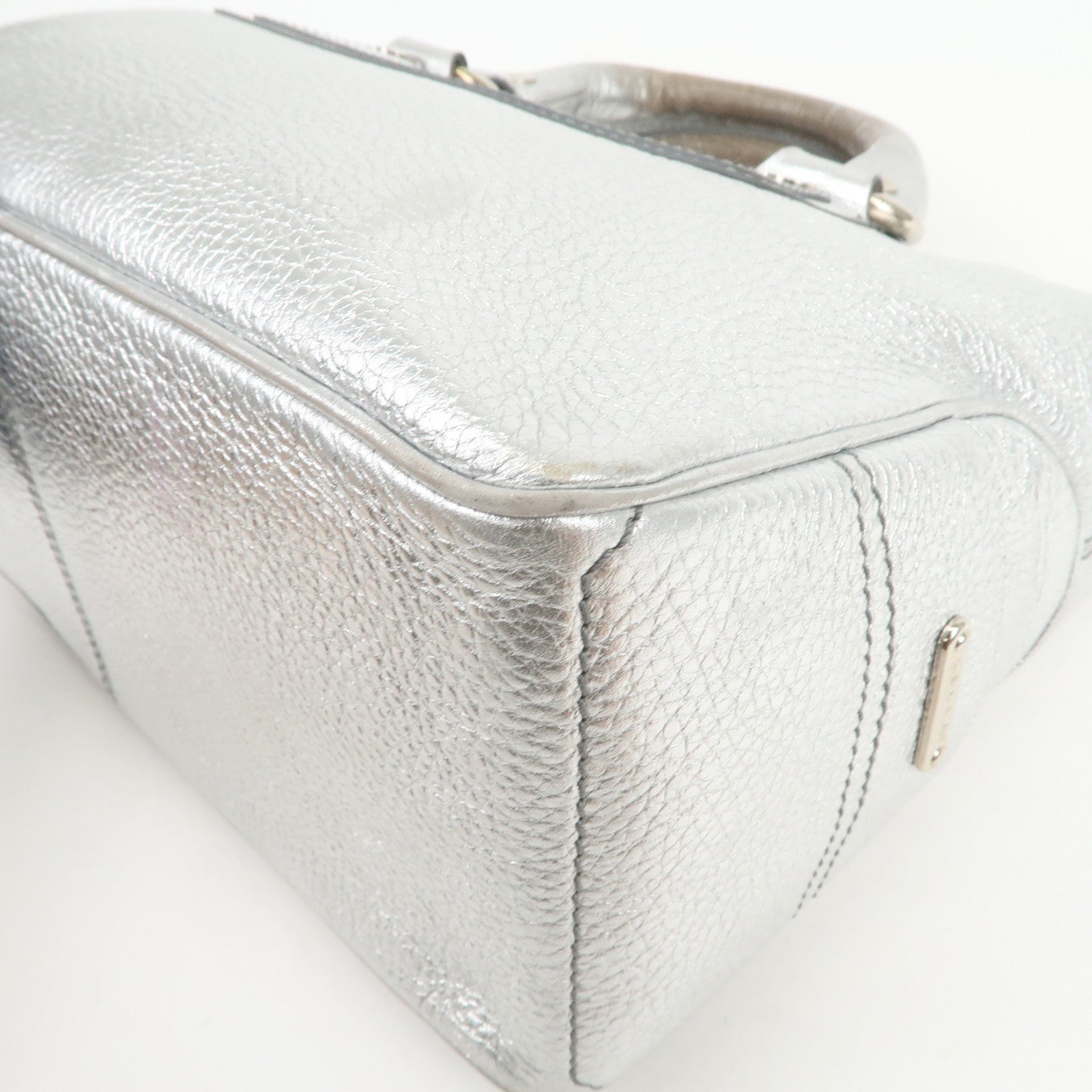 CELINE Leather Boogie Bag Hand Bag Tote Bag Silver