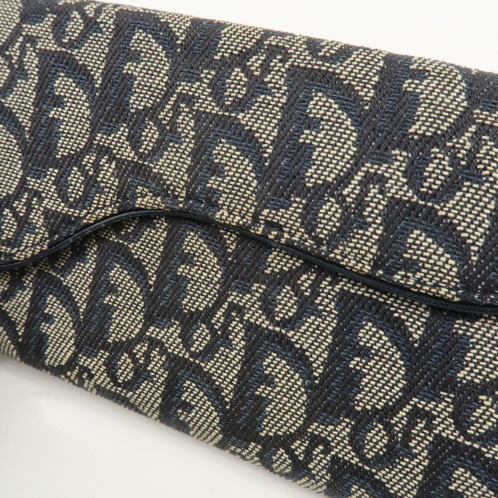 Christian Dior Trotter Canvas Saddle Bi-Fold Long Wallet Navy Used