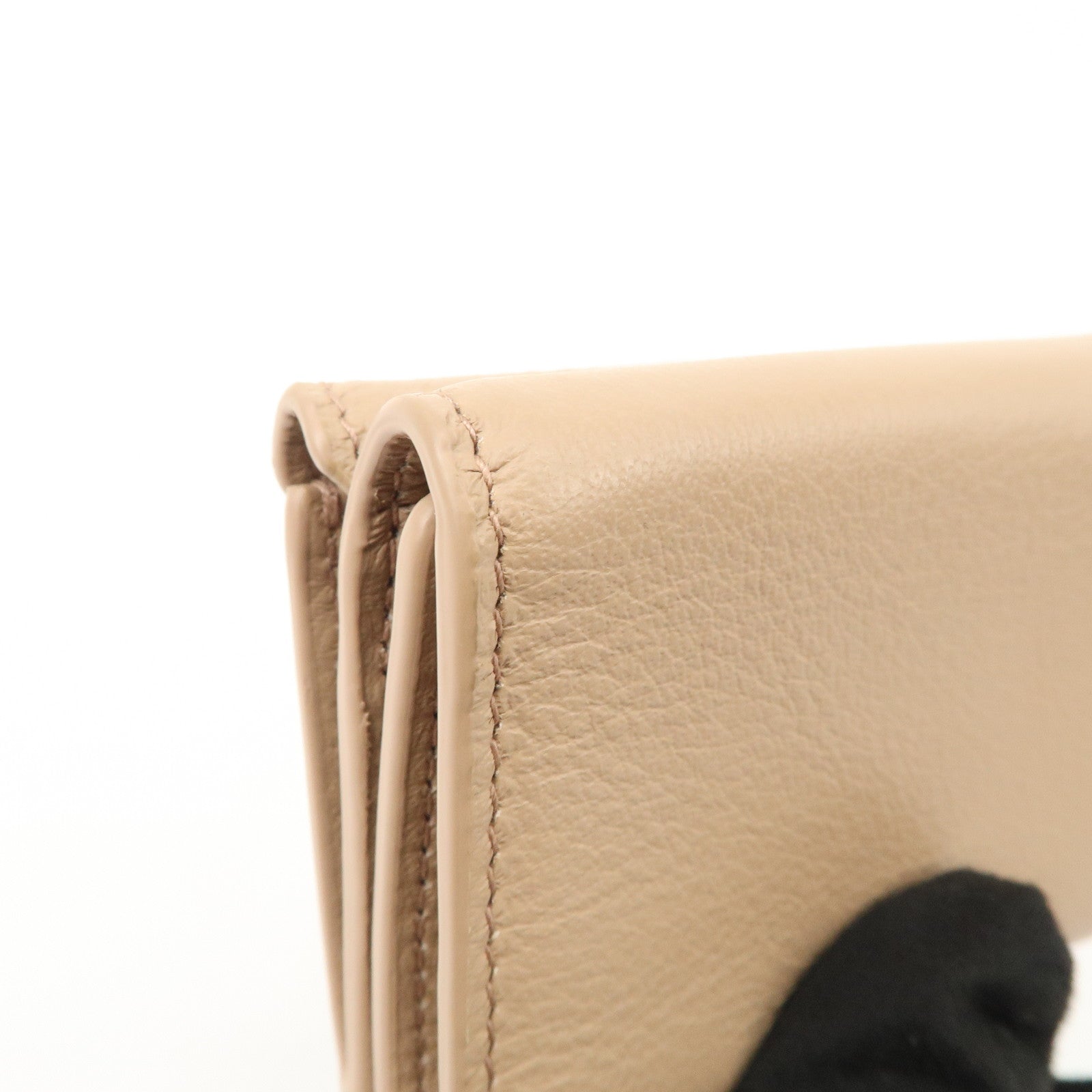 BALENCIAGA Leather Tri-fold Compact Wallet Beige 391446