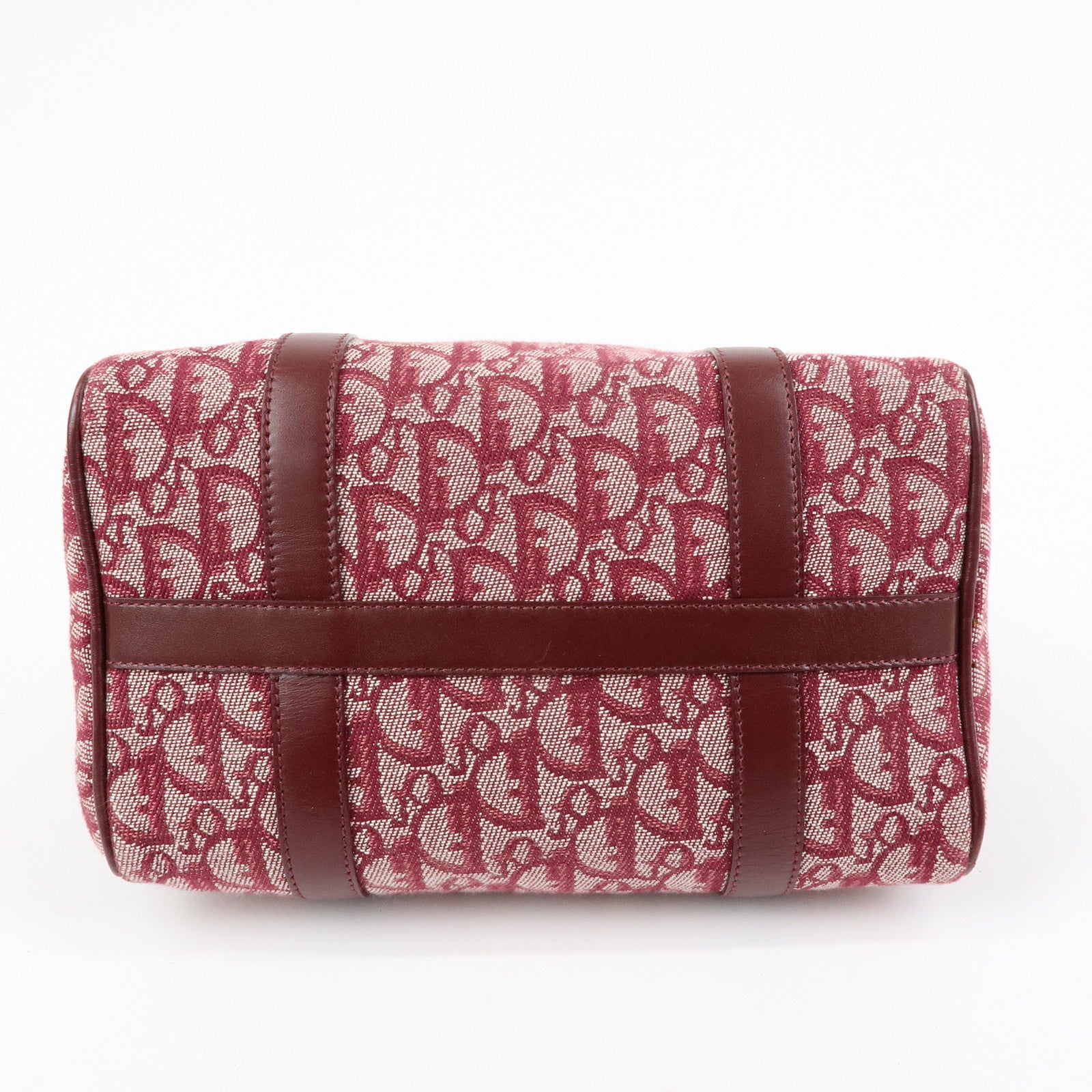 Christian Dior Trotter Jacquard Leather Boston Bag Burgundy