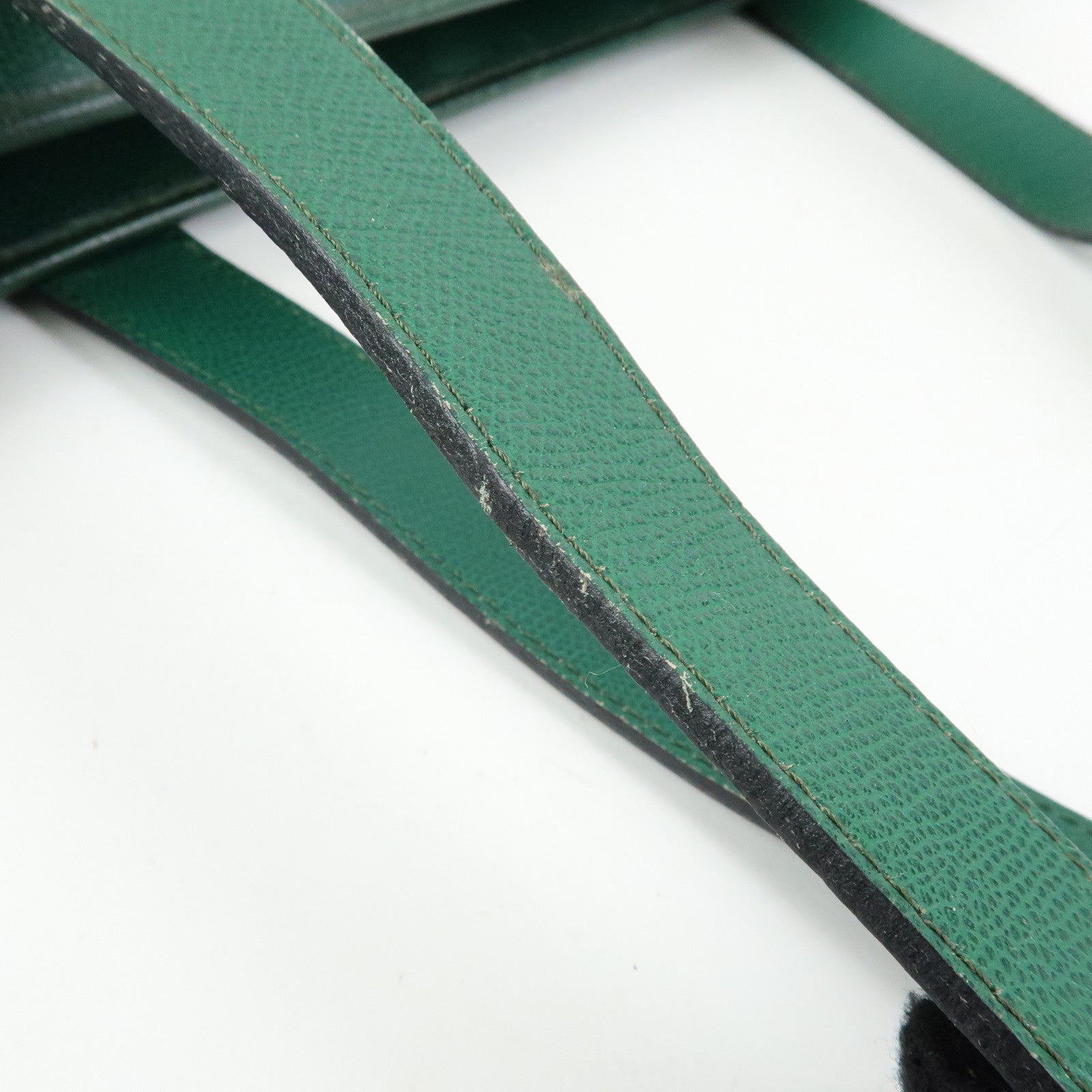 SAINT LAURENT PARIS Y Line Leather Studs Tote Shoulder Bag Green