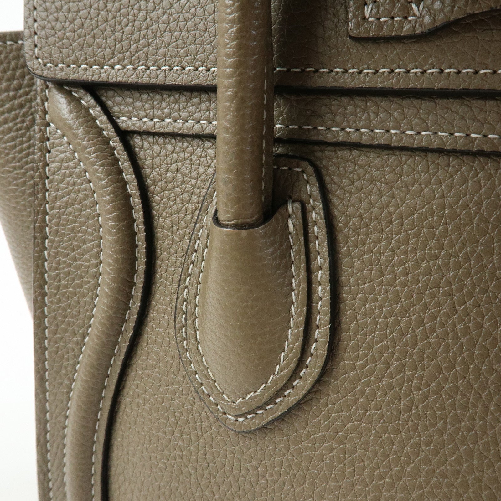 CELINE Luggage Nano Shopper Calf Leather 2Way Bag Hand Bag Gray