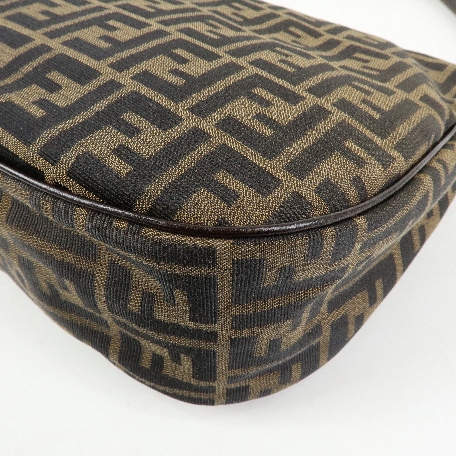 FENDI Zucca Canvas Leather Shoulder Bag Hand Bag Brown 83152390981