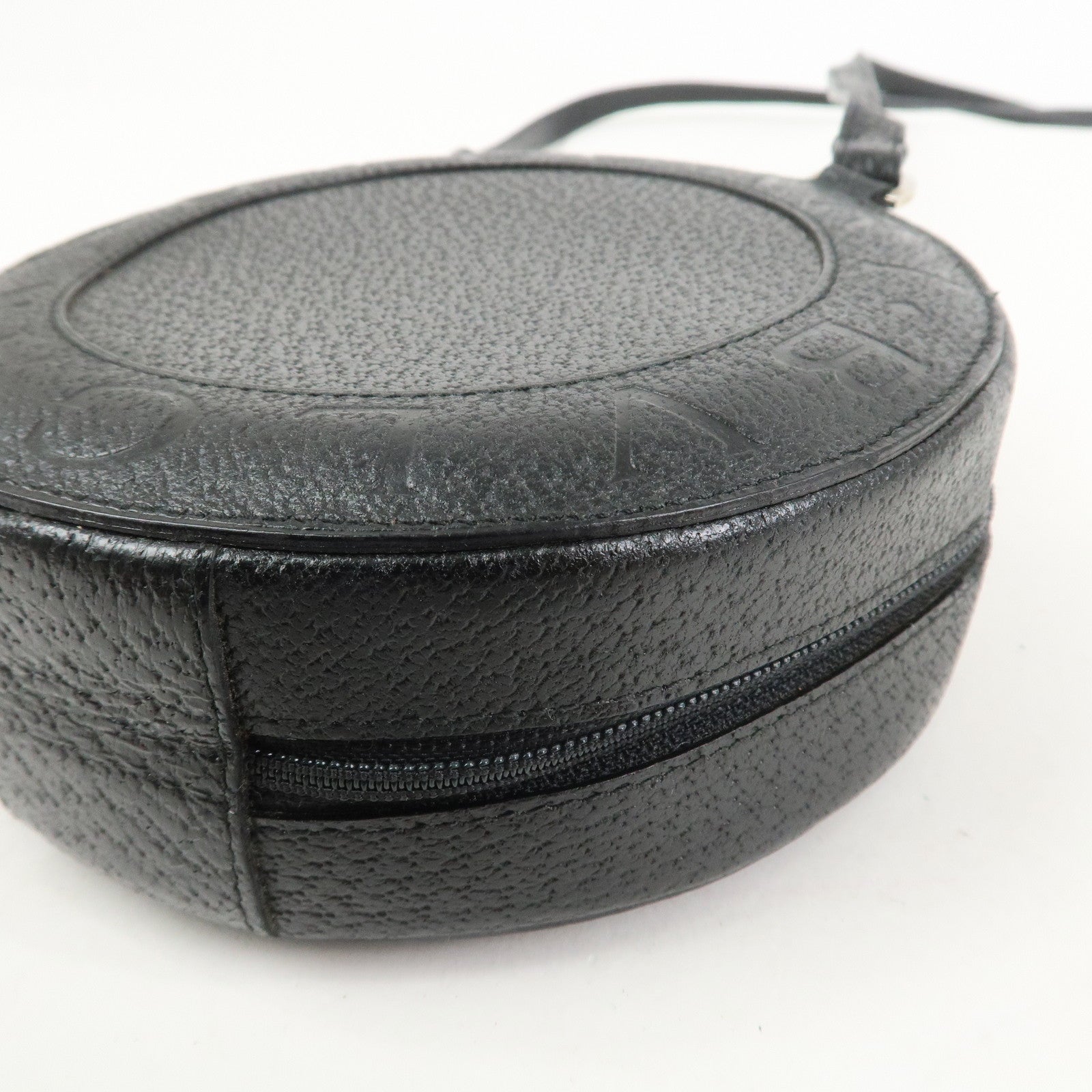 BVLGARI Logo B-Zero 1 Drum Leather Shoulder Bag Black