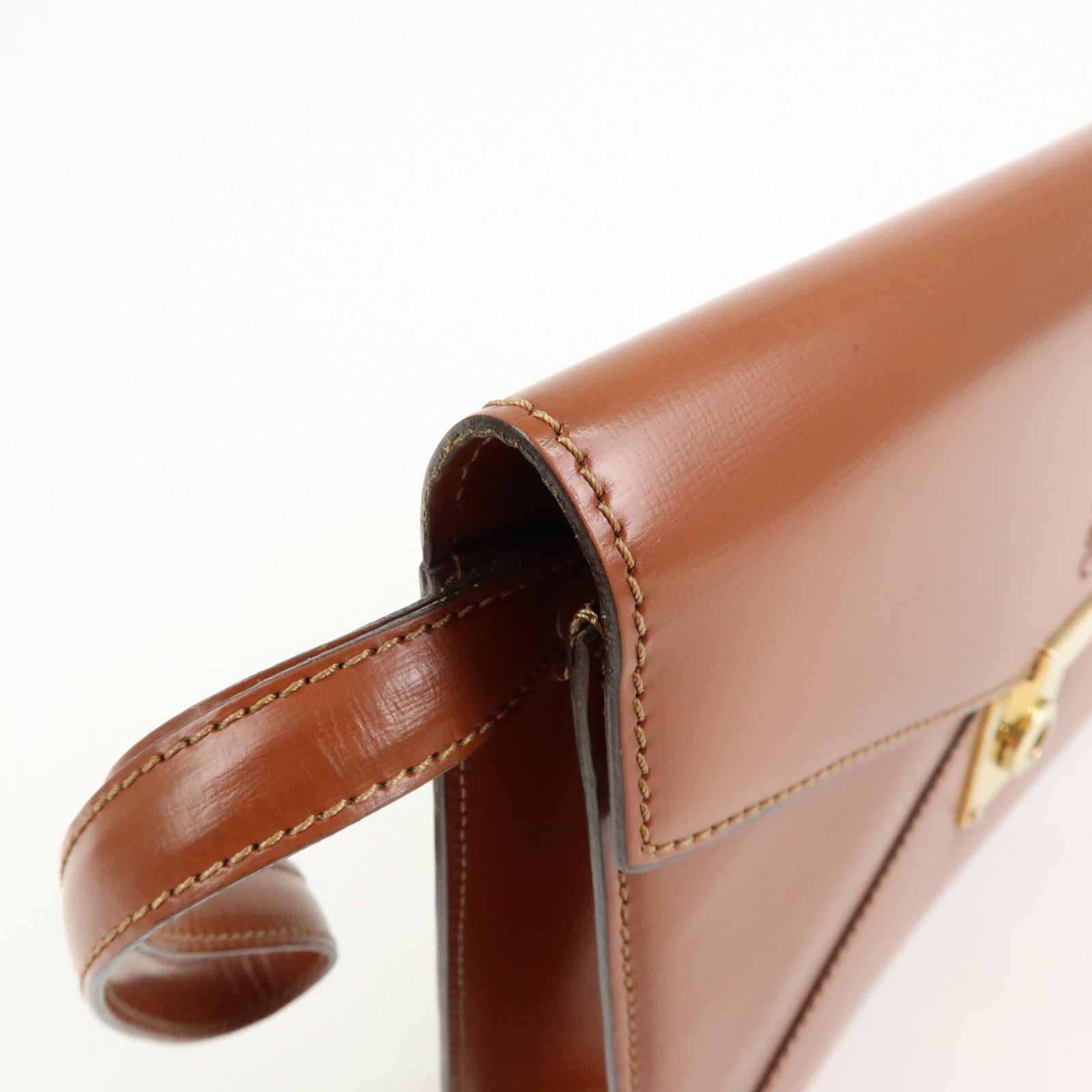LOEWE Anagram Logo Leather Clutch Bag Wristlet Bag Brown