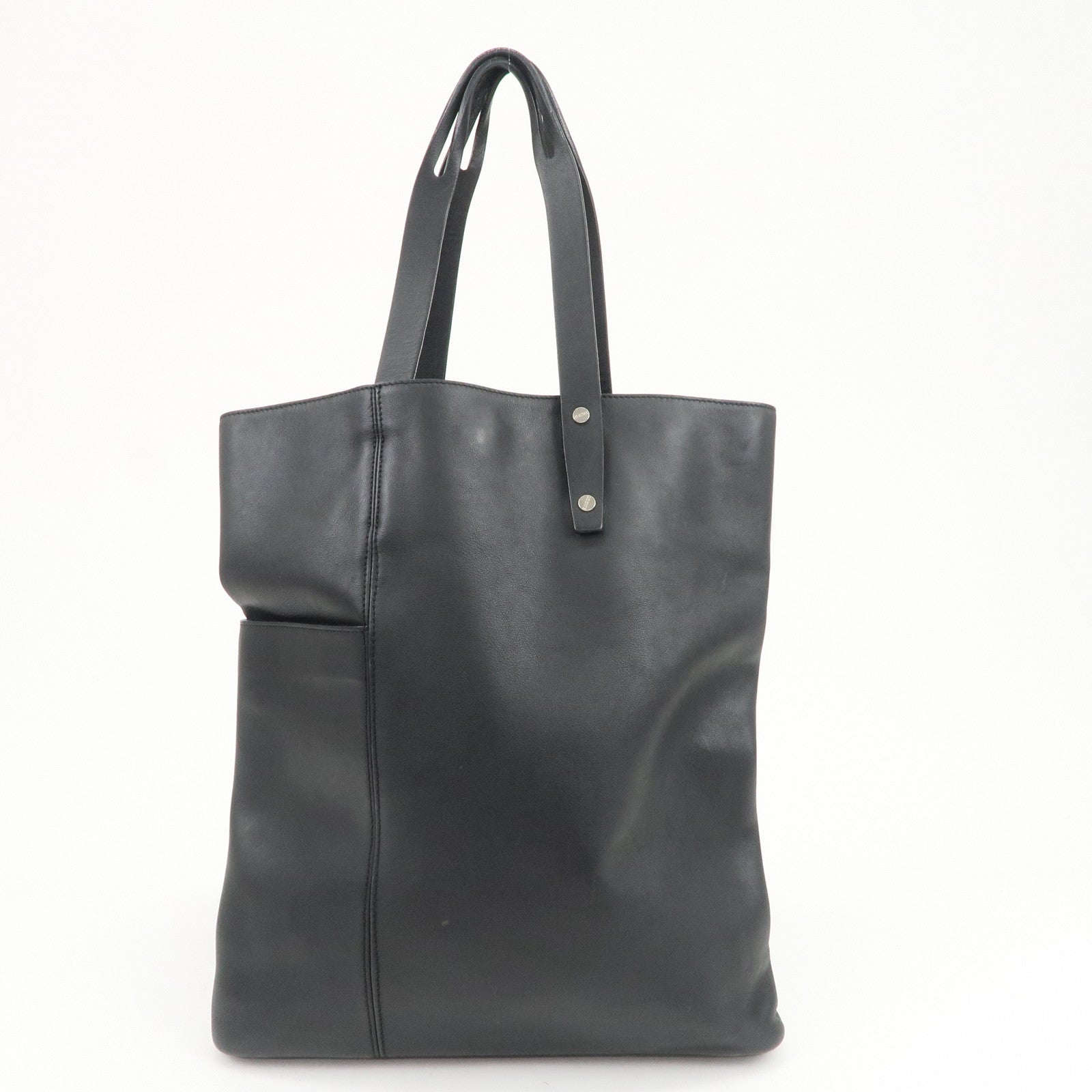 LOEWE Logo Leather Tote Bag Hand Bag Shoulder Bag Black