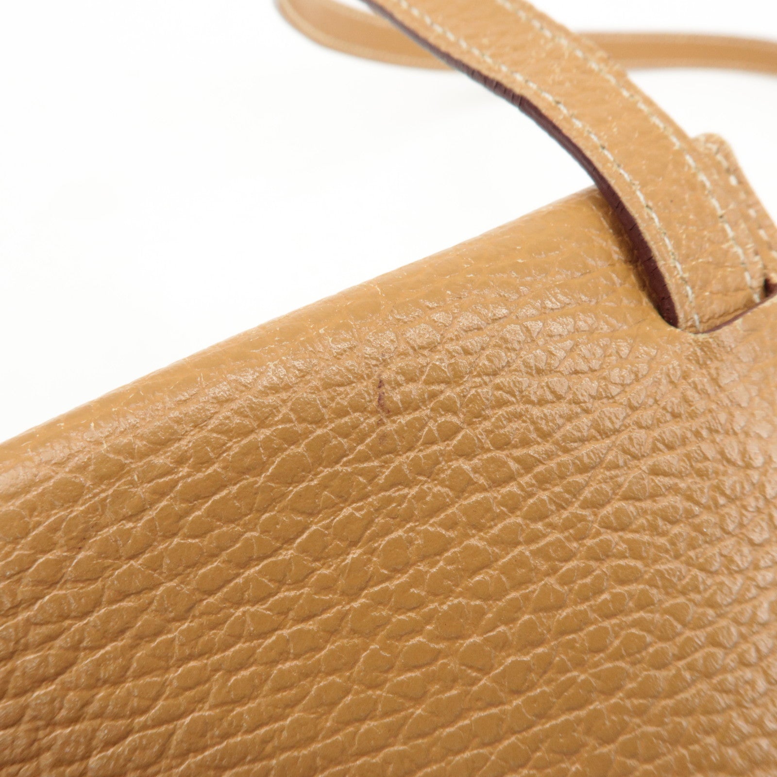 HERMES Leather Ameli H Logo Shoulder Bag Brown Silver HDW Used