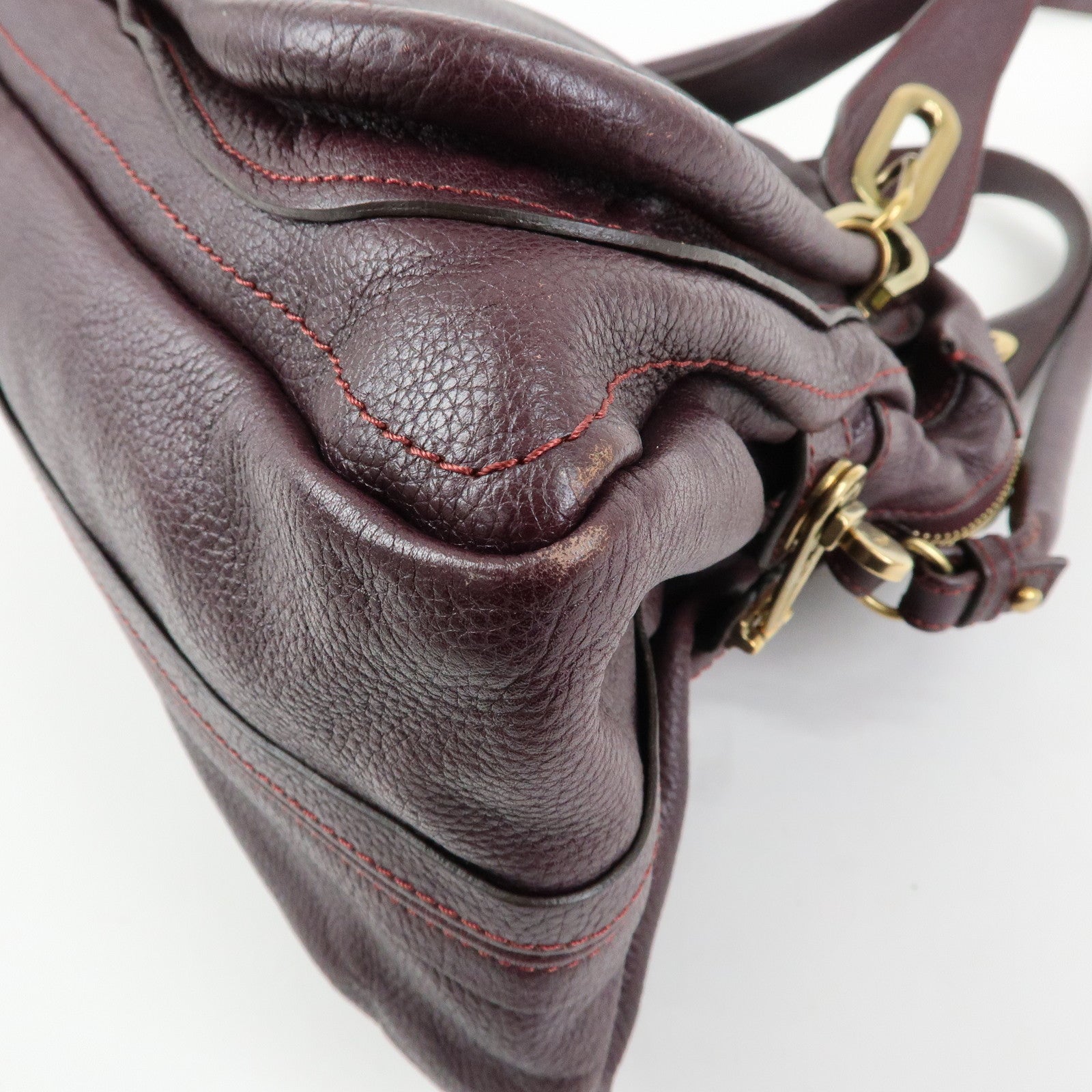 Chloe Paraty Leather 2Way Bag Shoulder Bag Hand Bag Purple