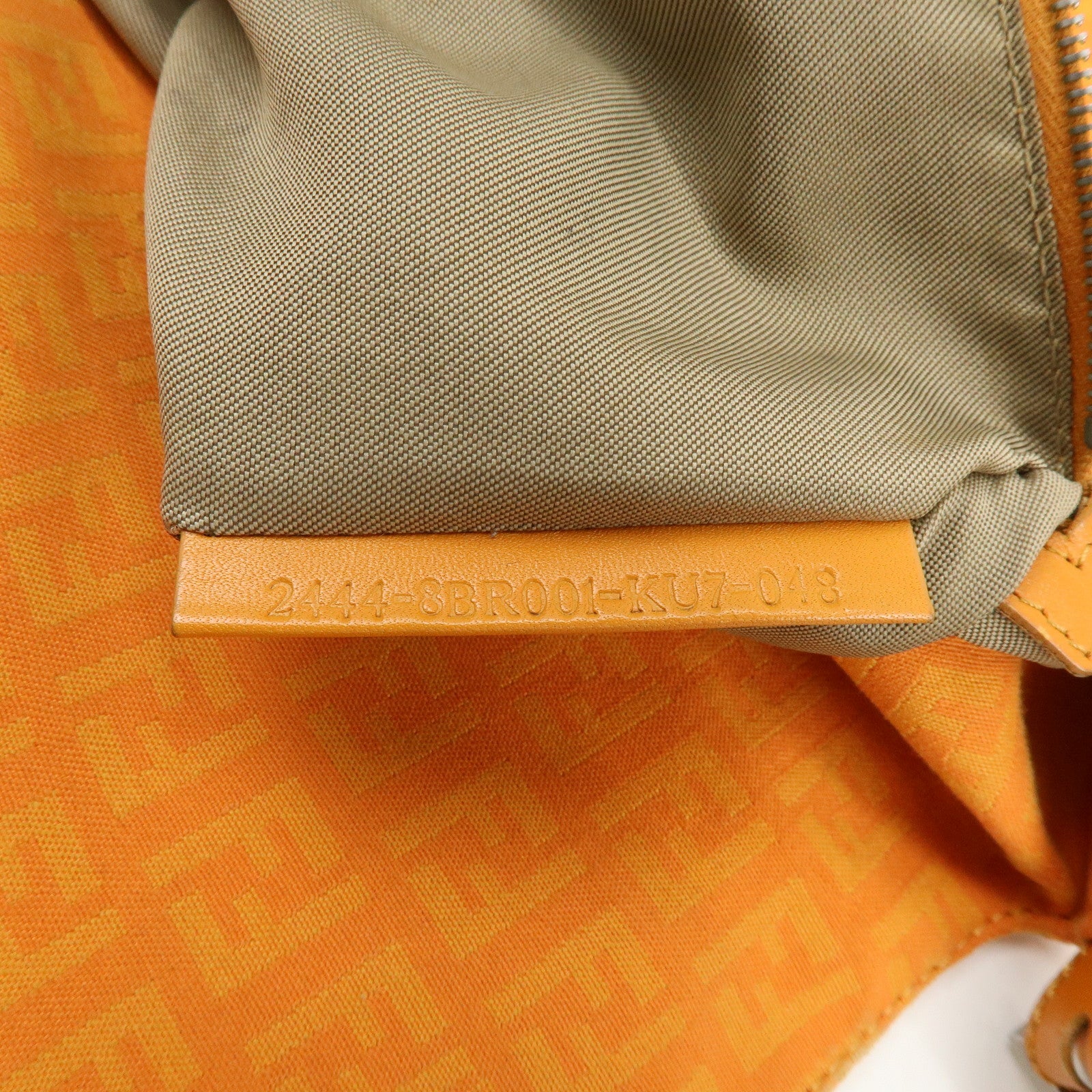 FENDI Mamma Baguette Zucchino Canvas Leather Shoulder Bag 8BR001