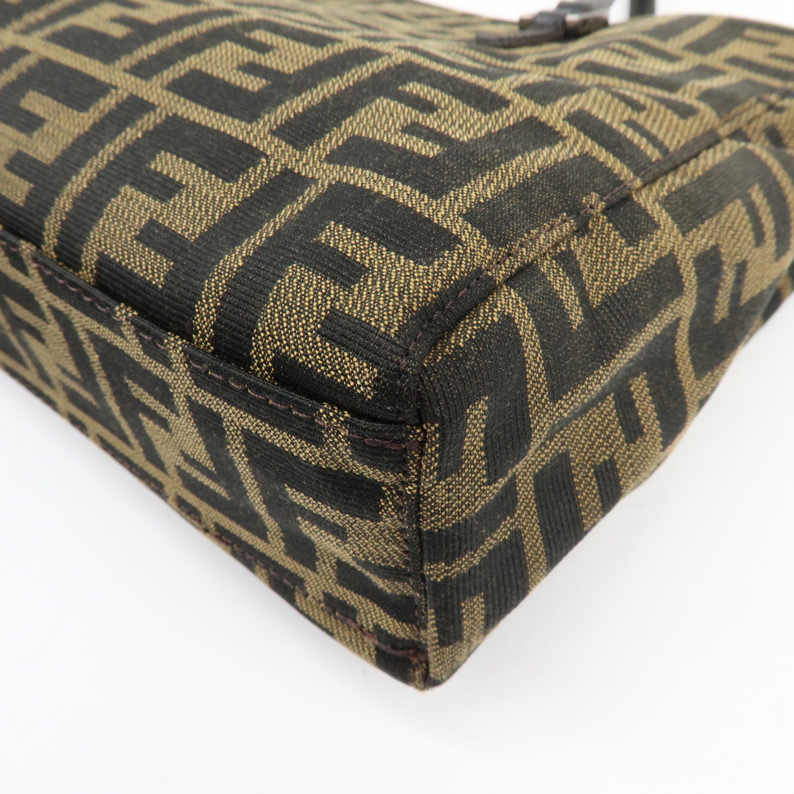 FENDI Zucca Canvas Leather Tote Bag Hand Bag Brown 8BH072