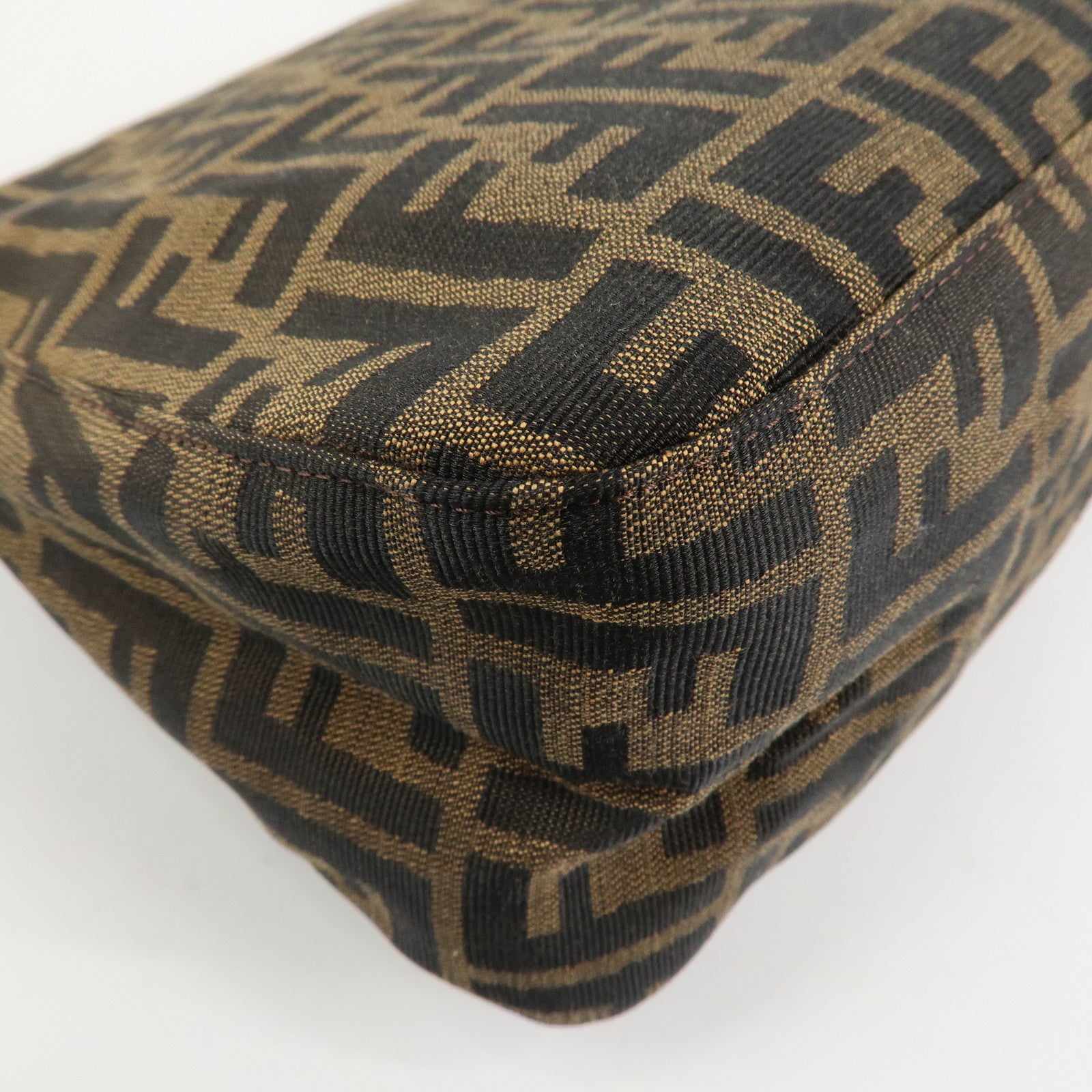 FENDI Zucca Mamma Baguette Canvas Shoulder Bag Brown Black 26325