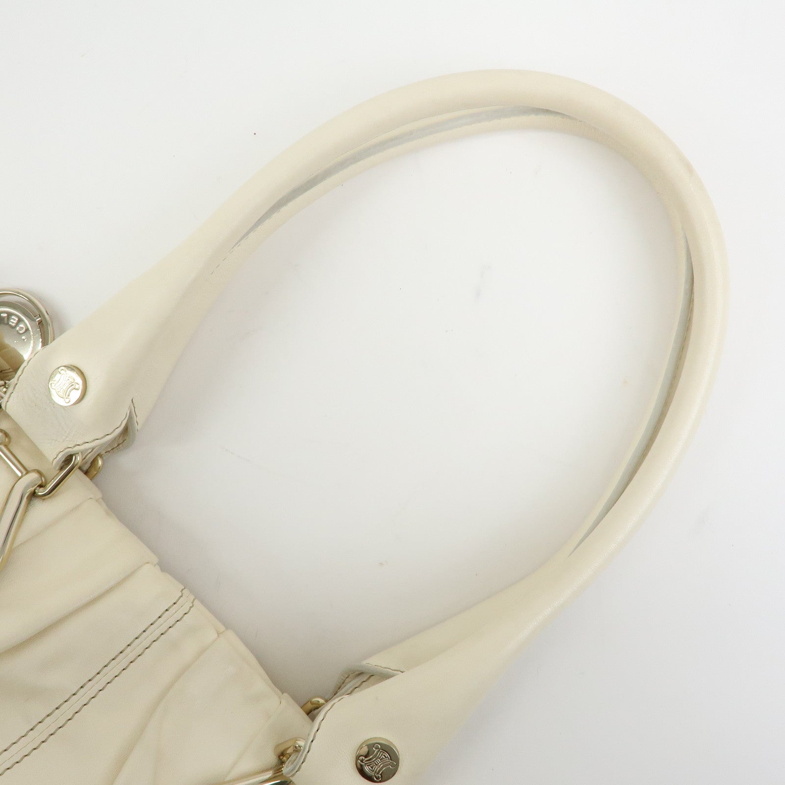 CELINE Leather Pillow Bag Tote Bag Shoulder Bag White