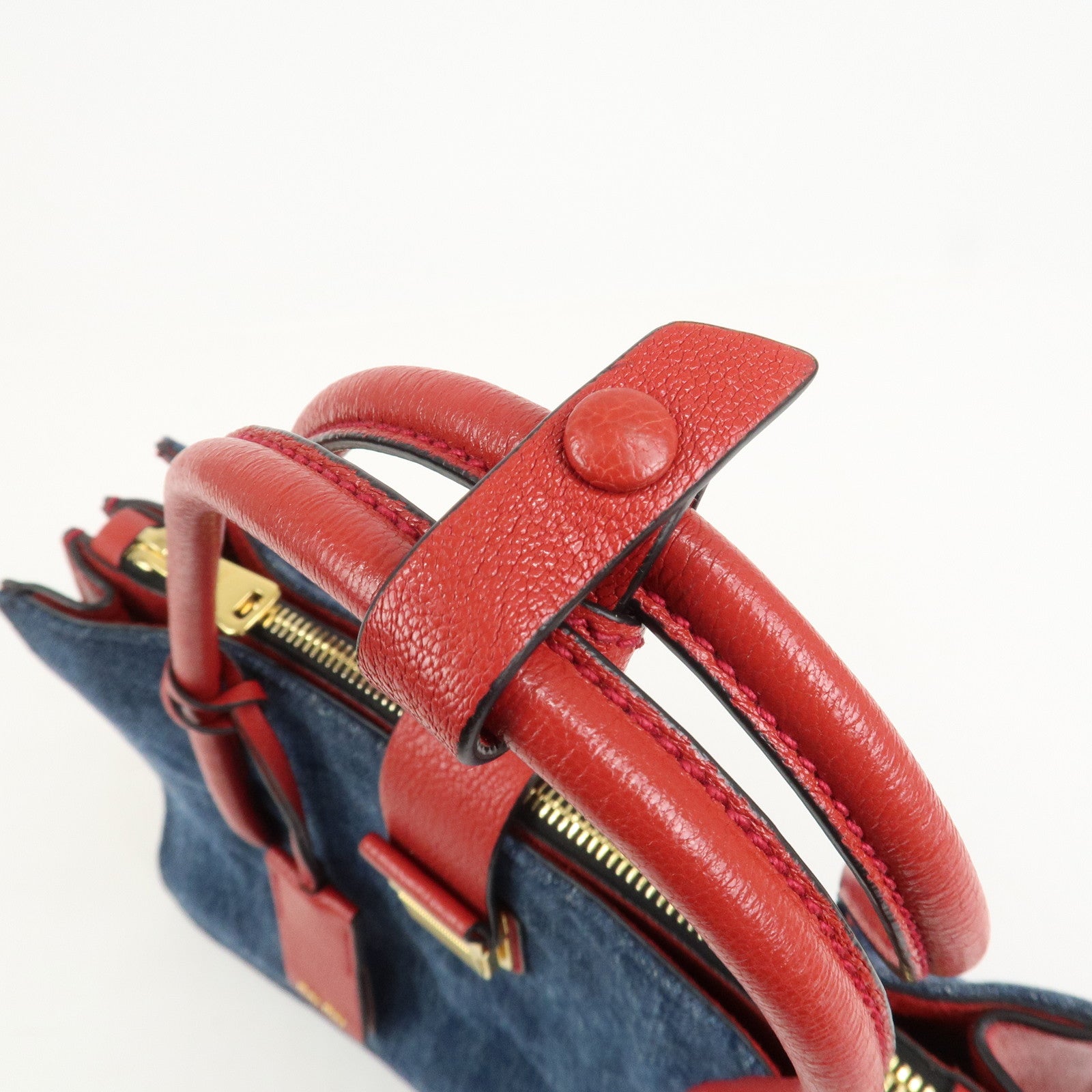 MIU MIU Denim Leather Denim 2Way Bag Hand Bag Shoulder Bag RN1104