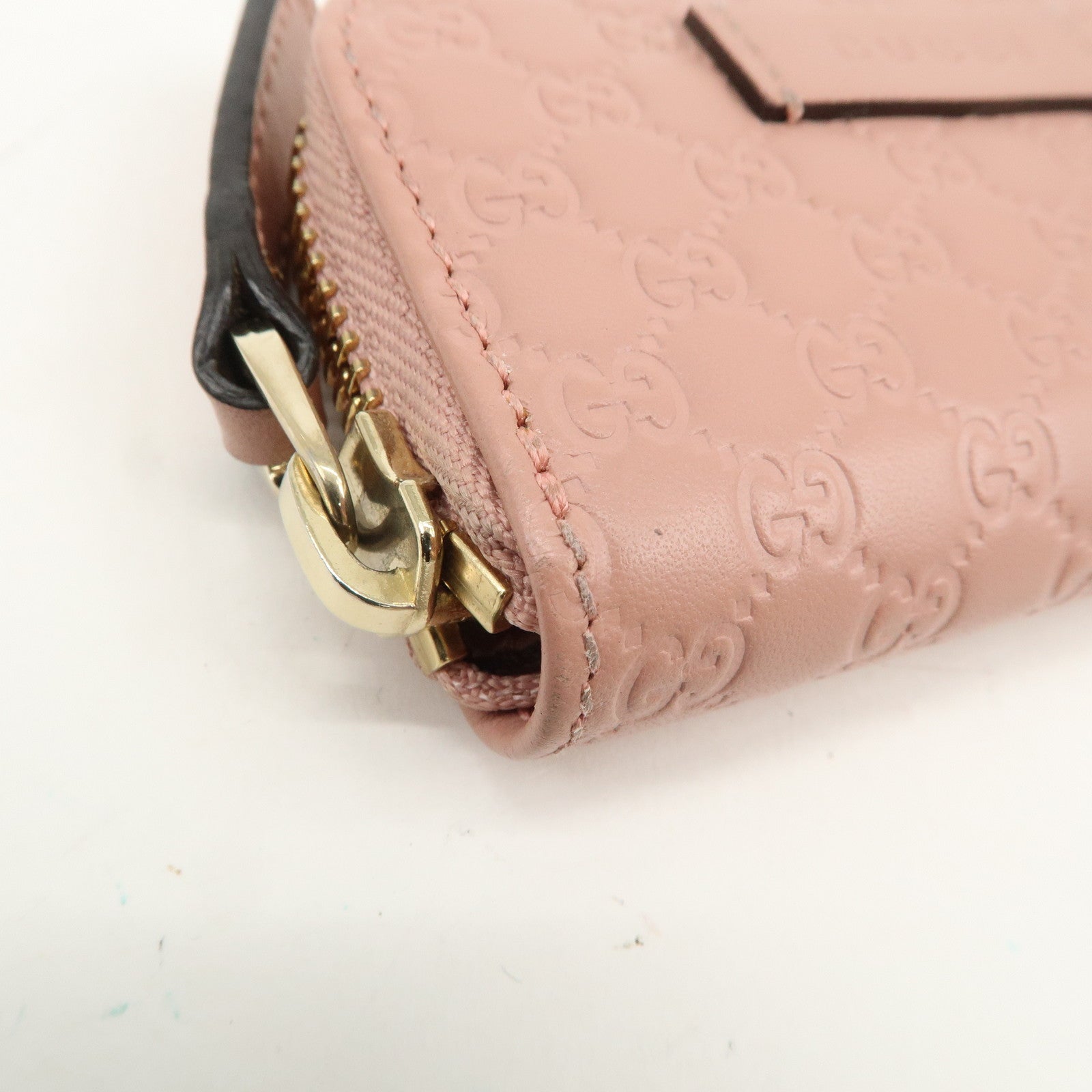 GUCCI Micro Guccissima Leather Coin Case Coin Purse Pink 449896