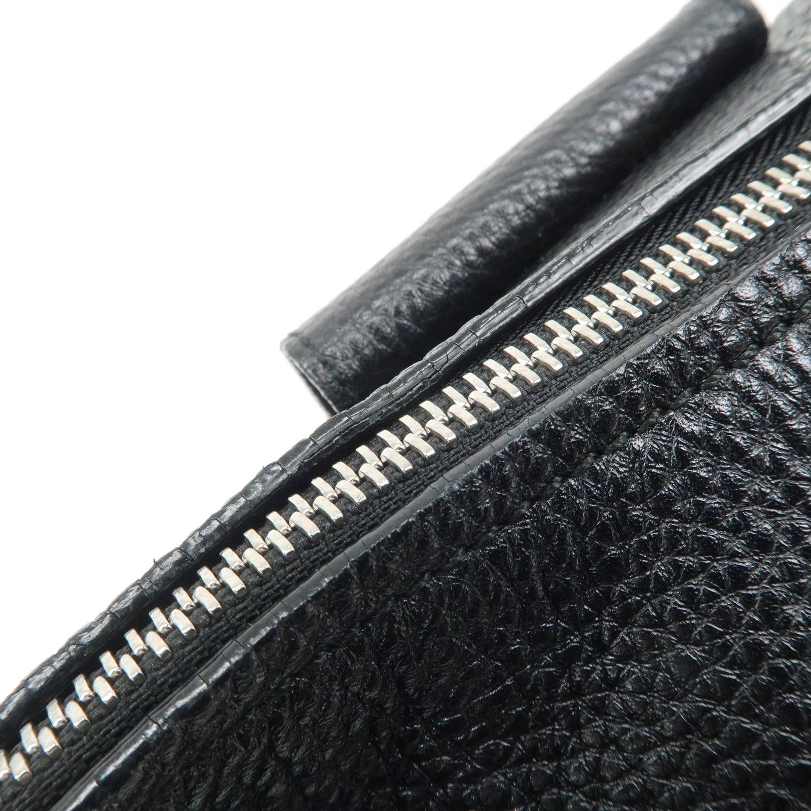 Ferragamo Gancini Leather Shoulder Bag Hand Bag Black Silver HDW