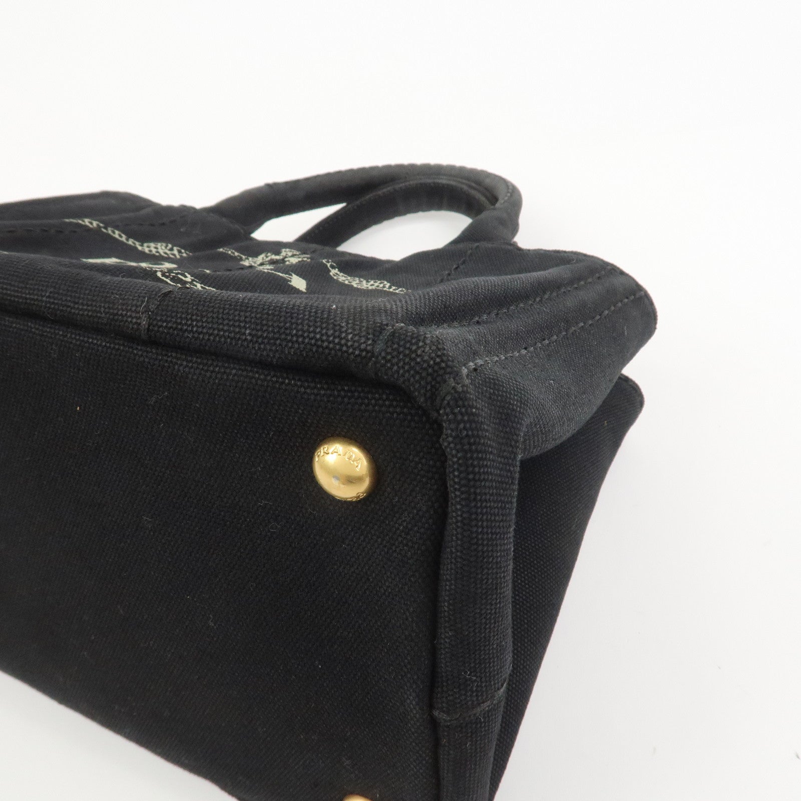 PRADA Canapa Mini Canvas 2Way Bag Hand Bag Black 1BG439