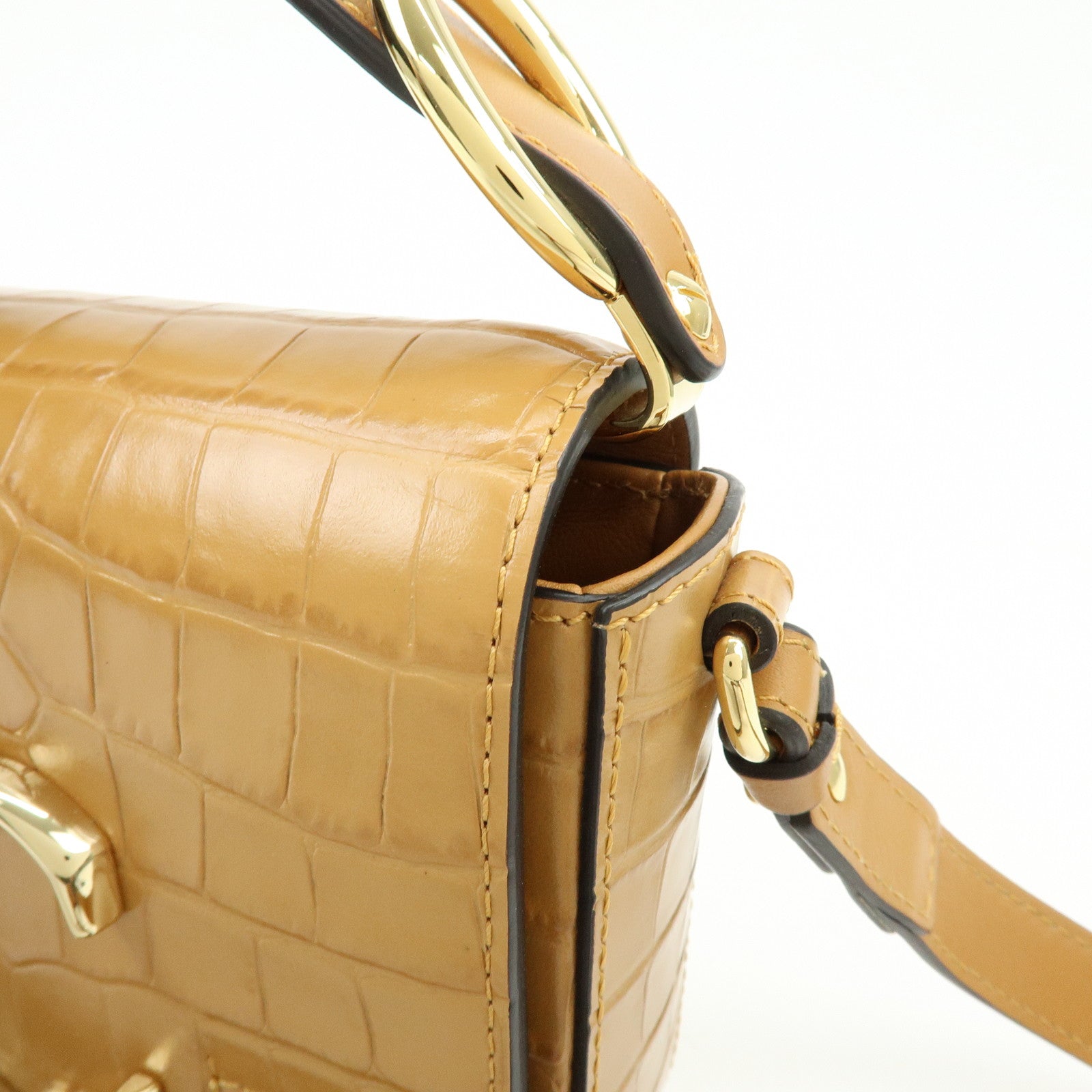 Chloe See By Chloe Embosssed Leather 2Way Bag Shoulder Bag Brown