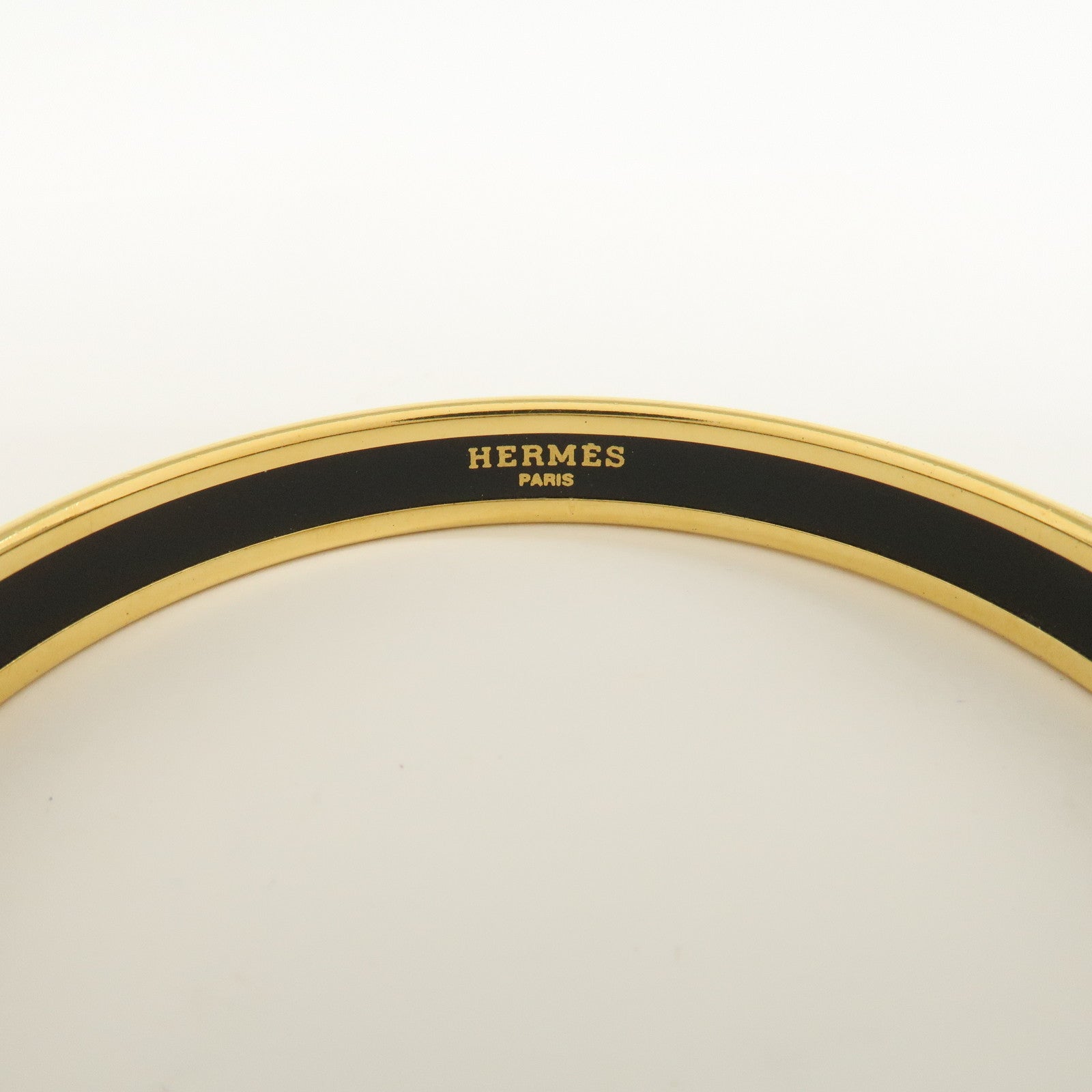 HERMES Email PM Gold Plated Bracelet Bangle Black