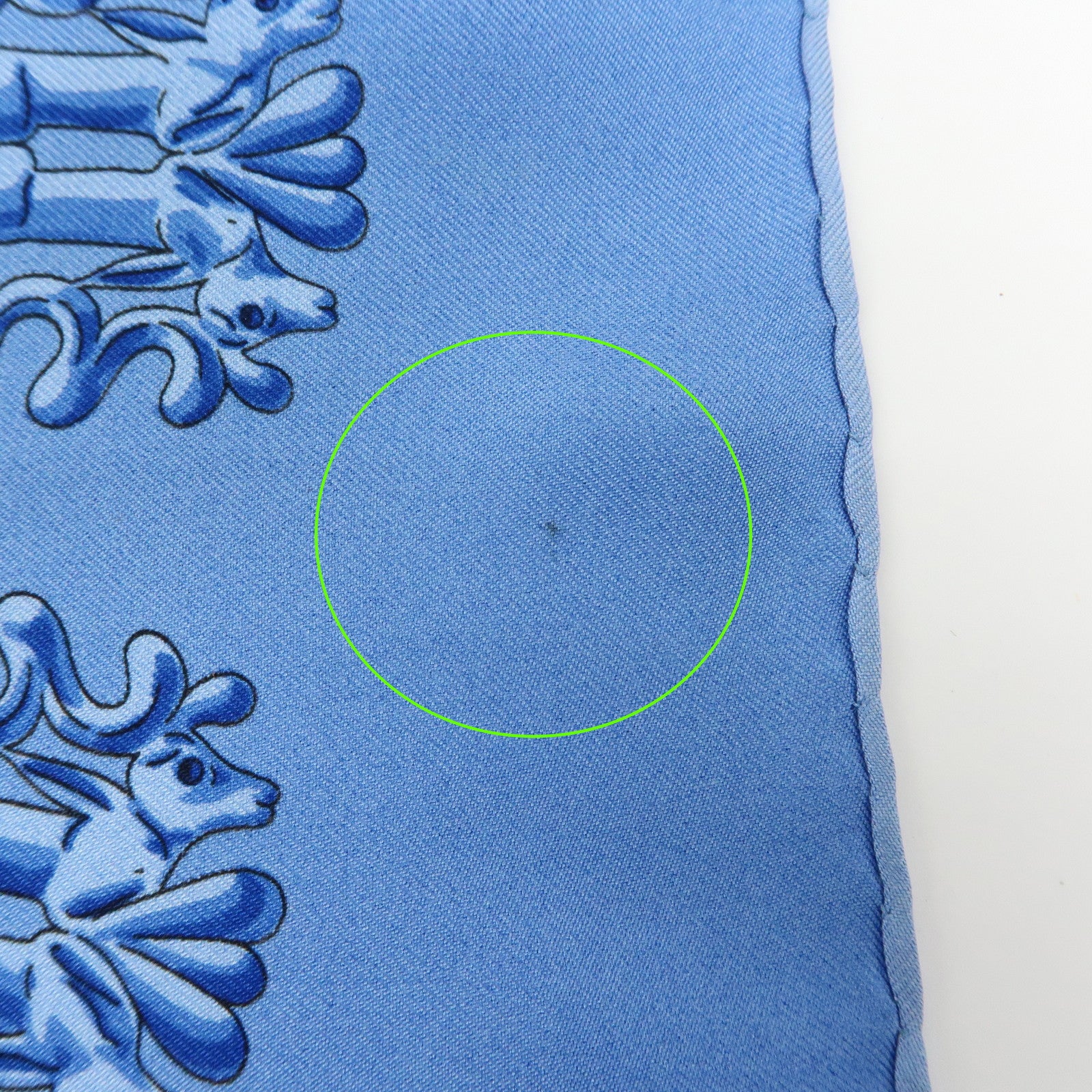 HERMES Carre 90 Silk 100% LES CAVALIERS D'OR Scarf Light Blue