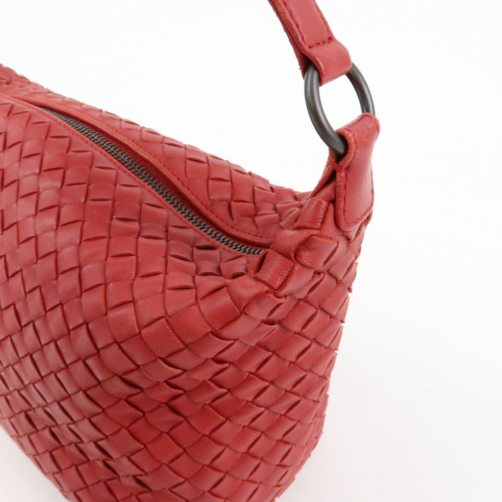 BOTTEGA VENETA Intrecciato Leather Hand Bag Shoulder Bag Red