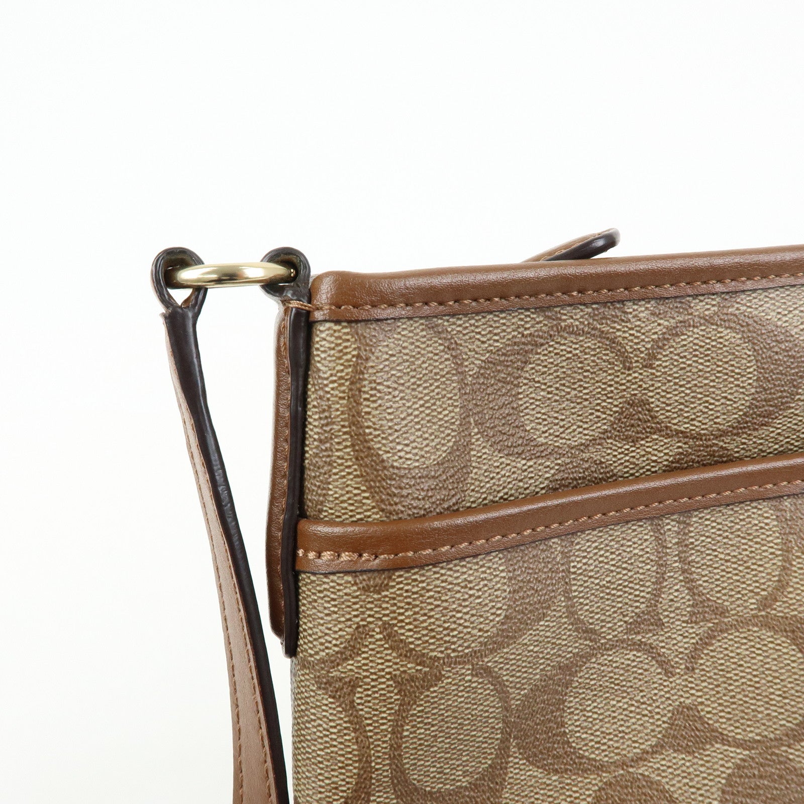 COACH Signature Set of 2 Shoulder Bag Crossbody Bag Brown Ivory