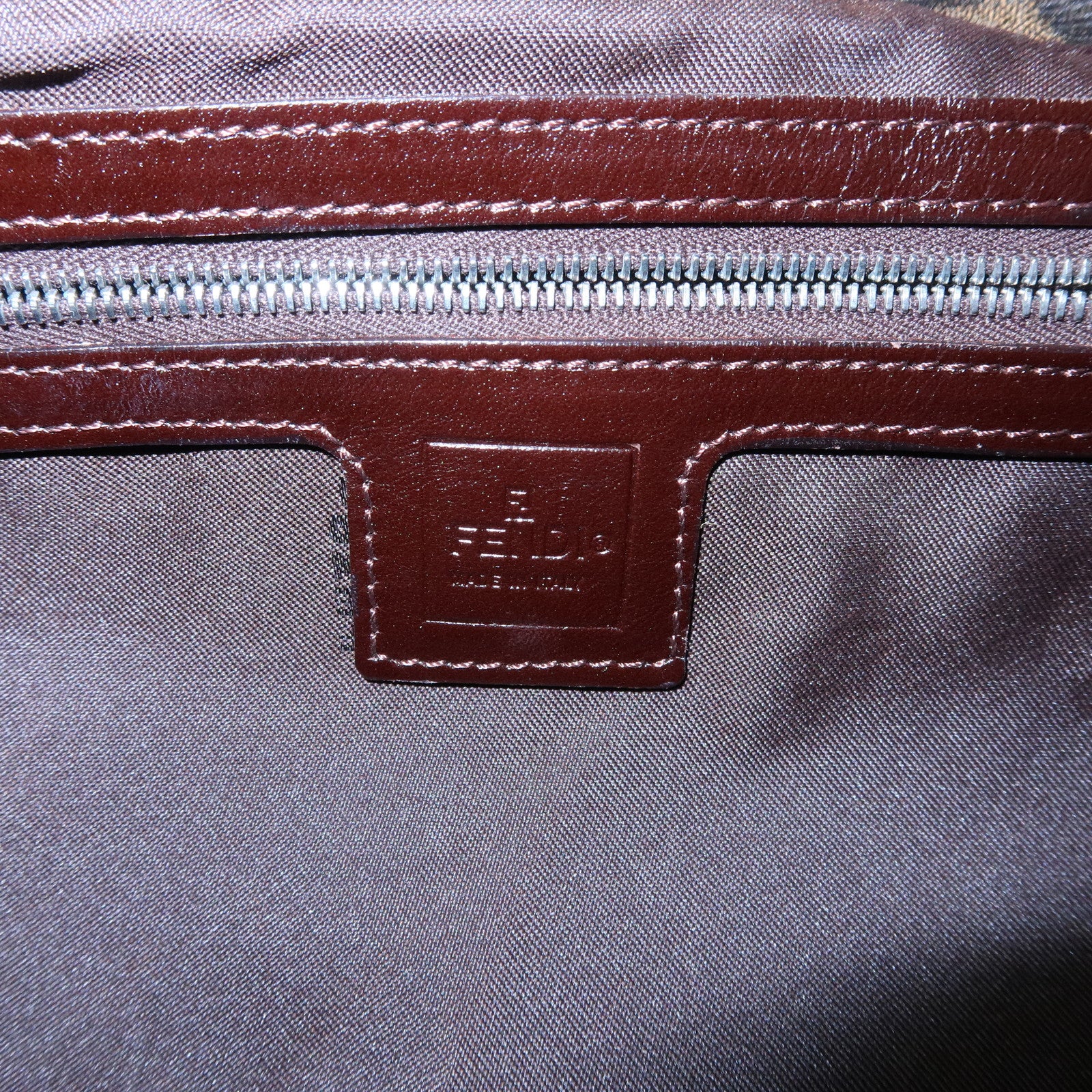 FENDI Zucca Canvas Leather Shoulder Bag Black Brown 26569