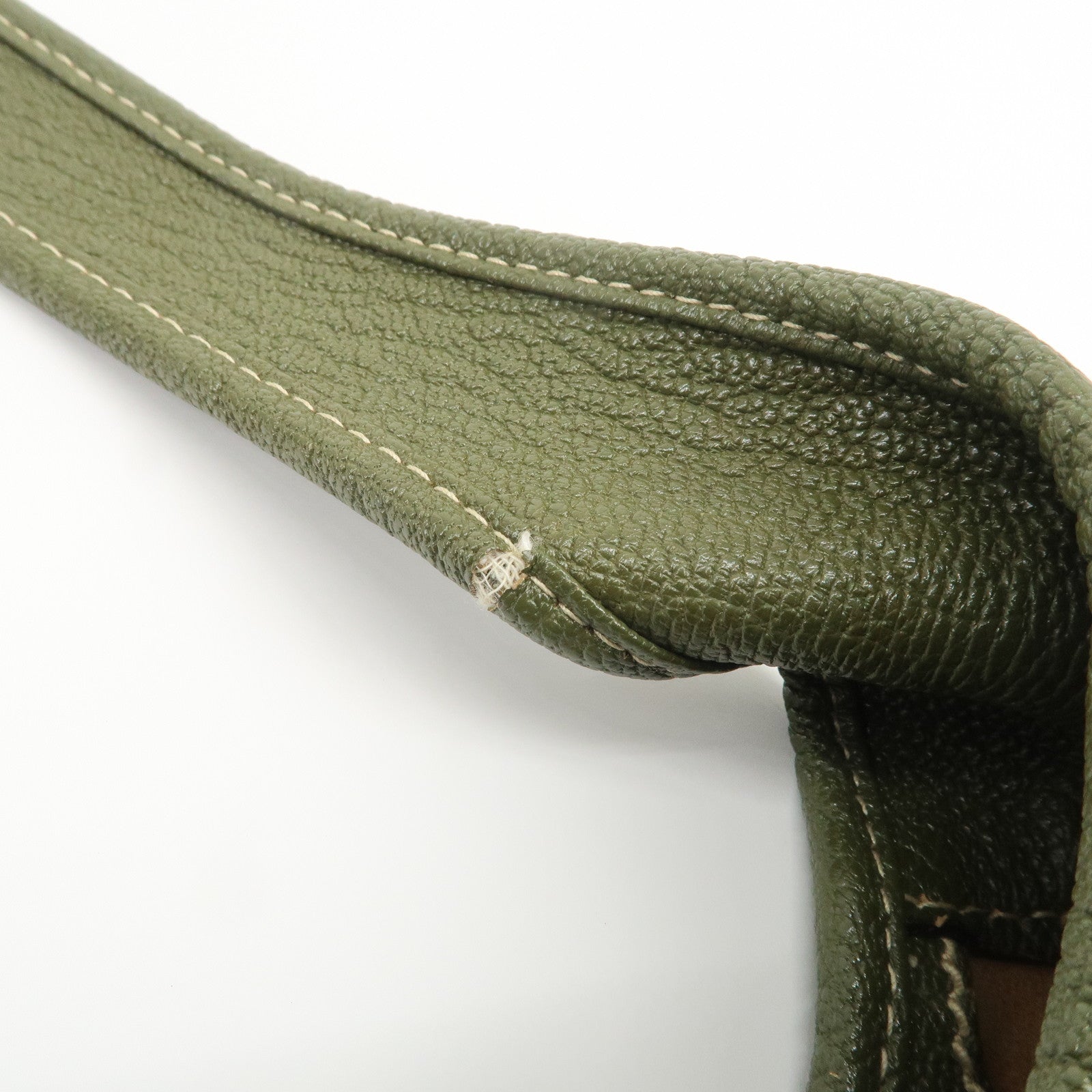 Ferragamo Logo Leather Shoulder Bag Hand Bag Khaki