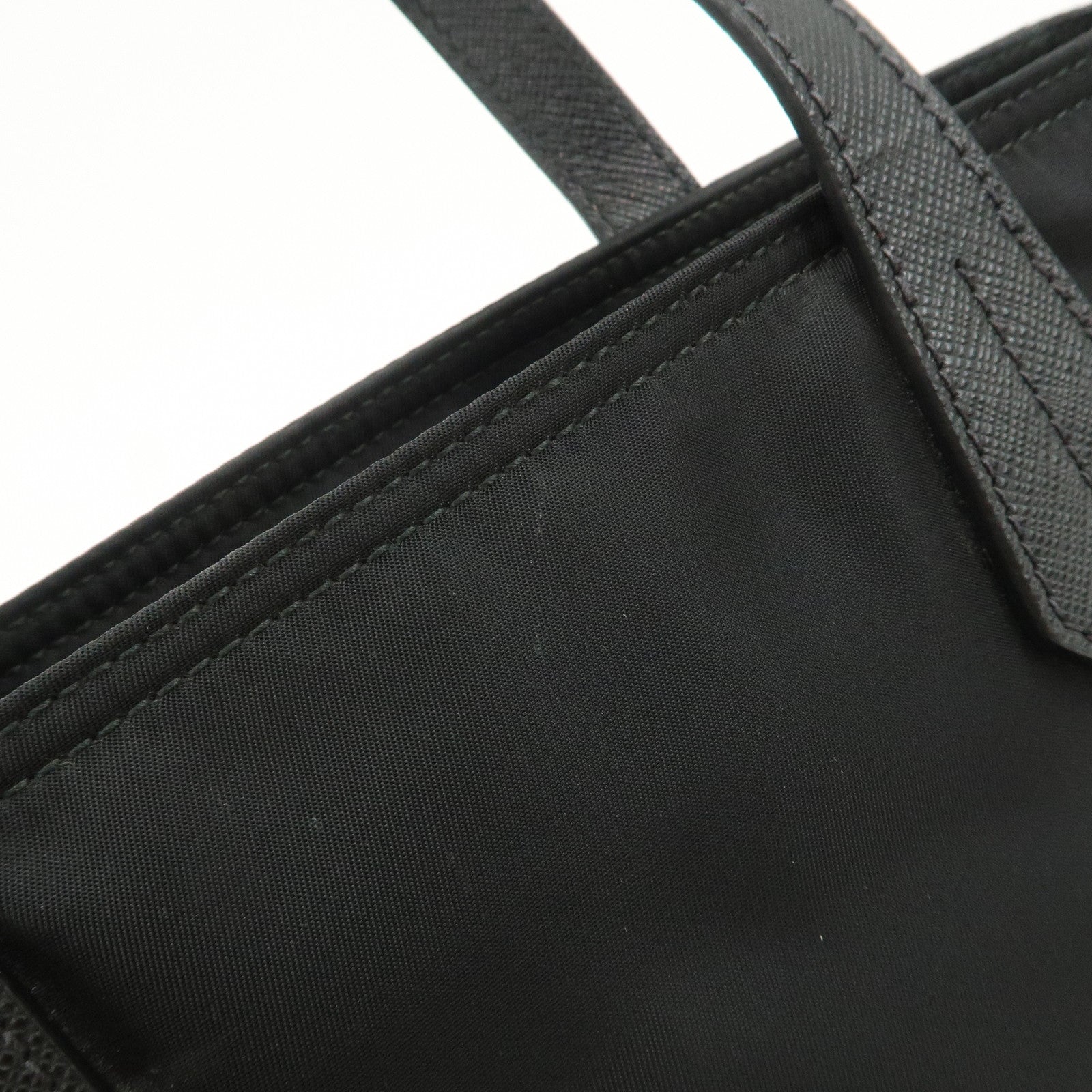PRADA Nylon Leather Hand Bag Black Gold Hardware 1BA084