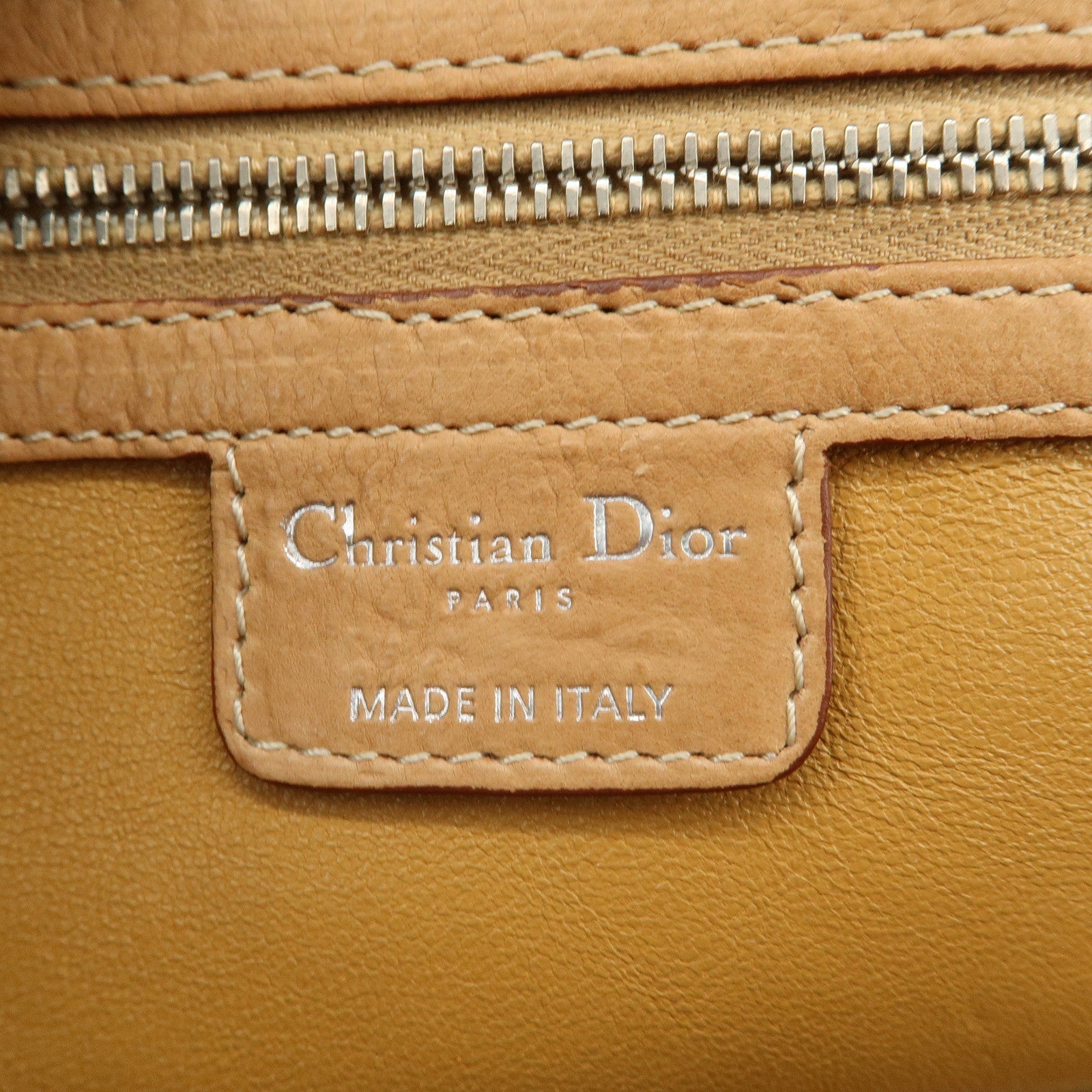 Christian Dior Logo Leather Shoulder Bag Hand Bag Brown