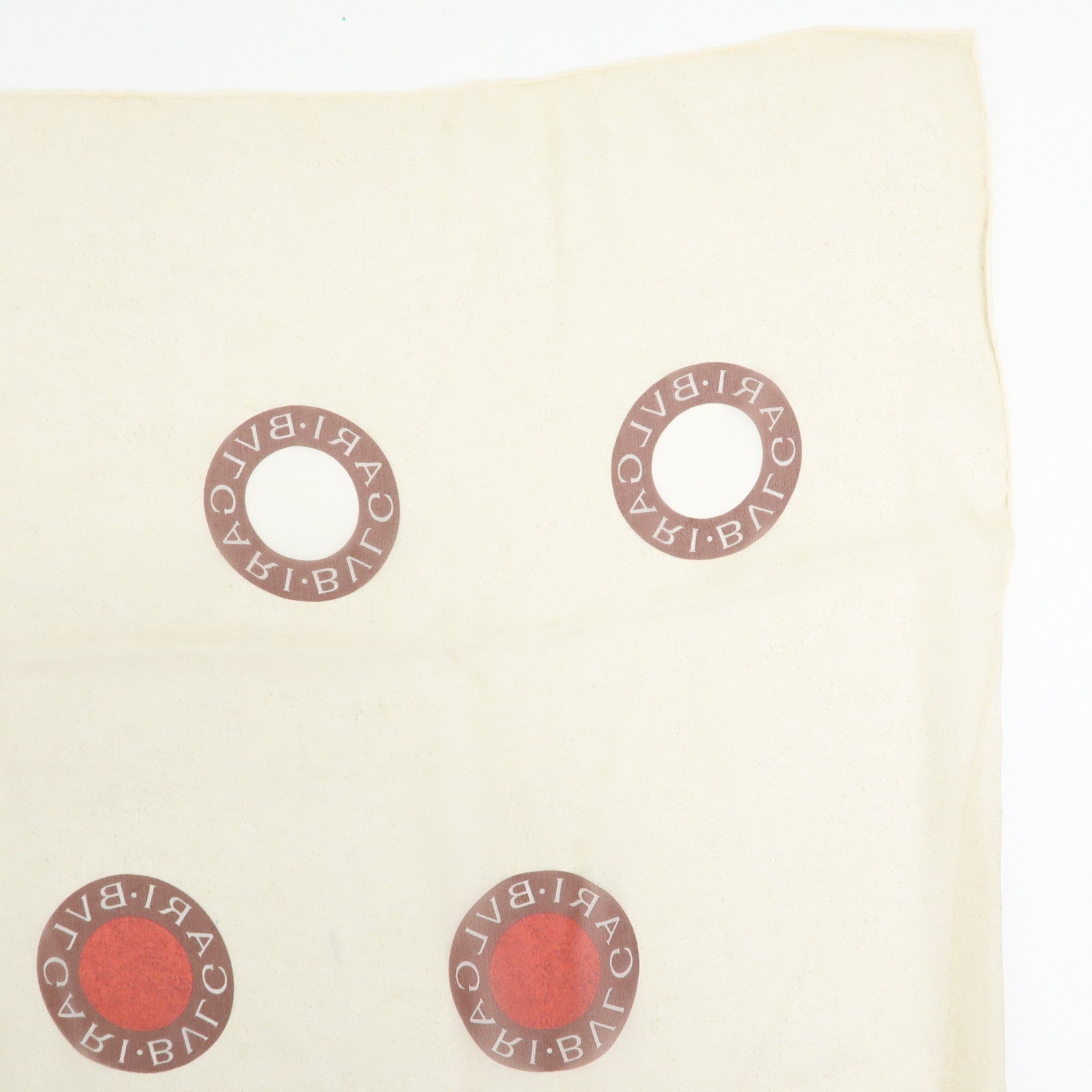 BVLGARI BVLGARI Silk 100% Sheer Scarf Beige Red