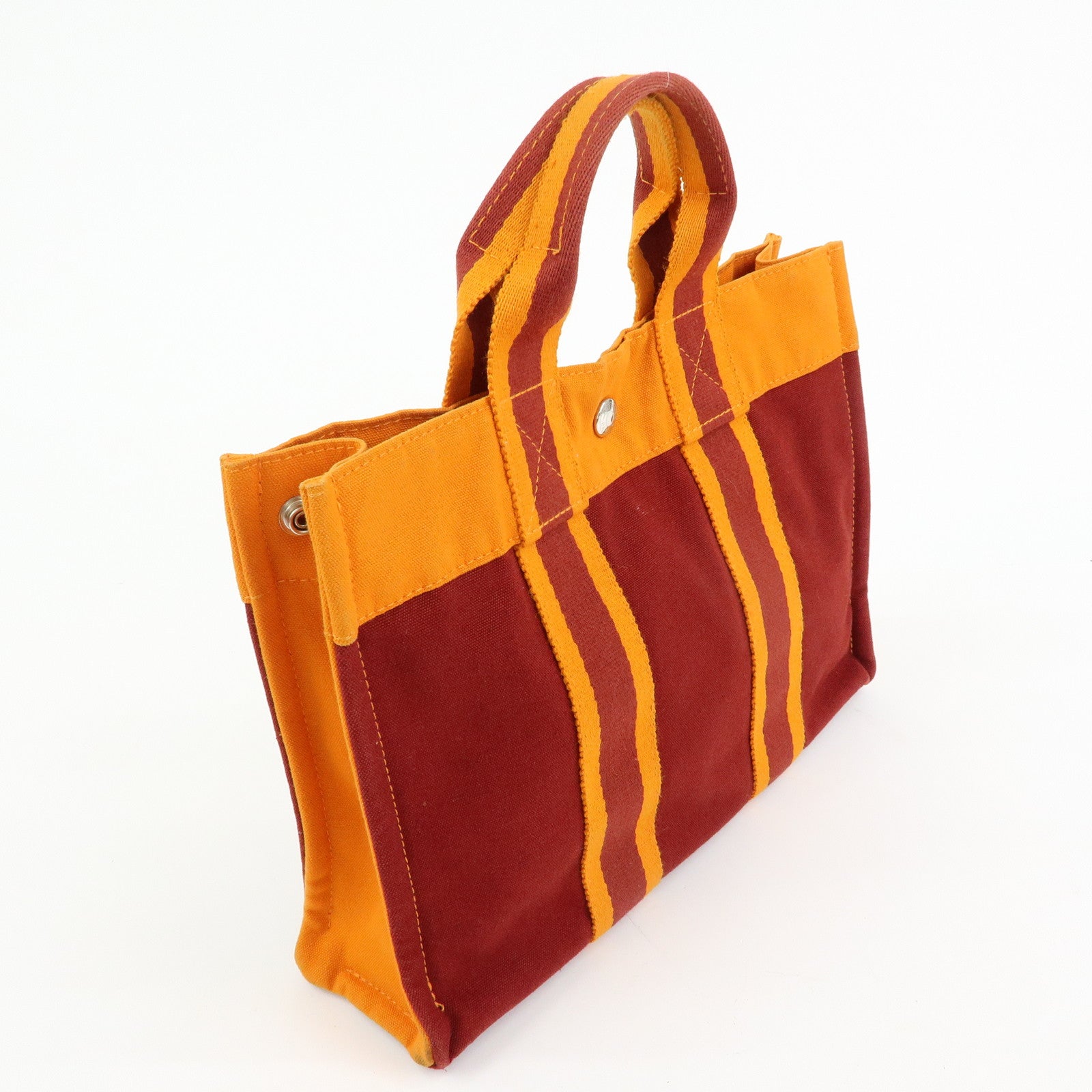 HERMES Fourre Tout PM Tote Bag FRENCH FESTIVAL OF HAWAII Red Brown