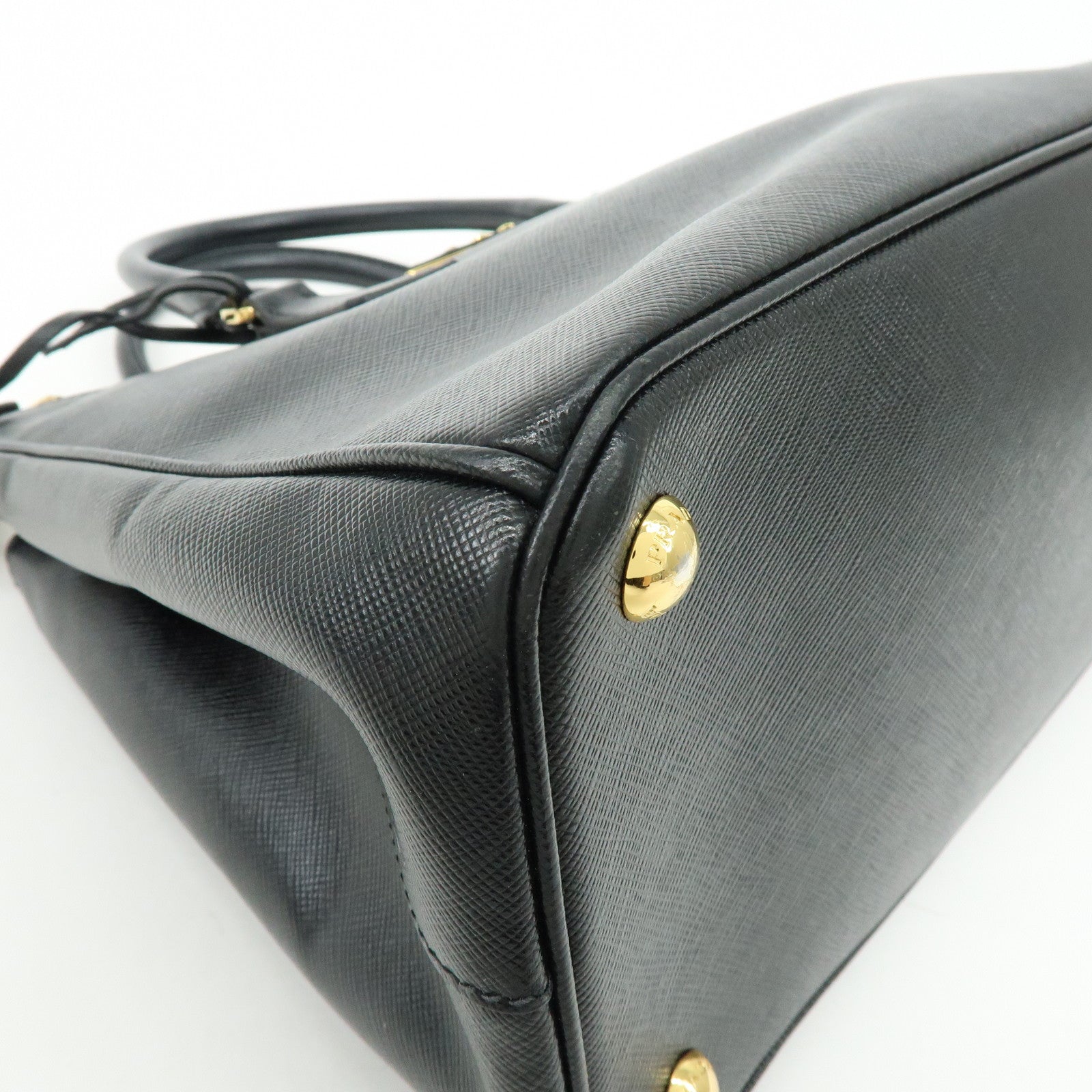 PRADA Saffiano Leather 2Way Bag Hand Bag Shoulder Bag Black 1BA801