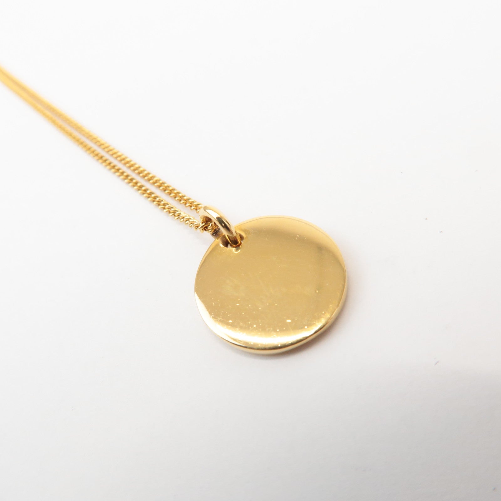 Christian Dior Metal Circle Plate Logo Necklace Gold