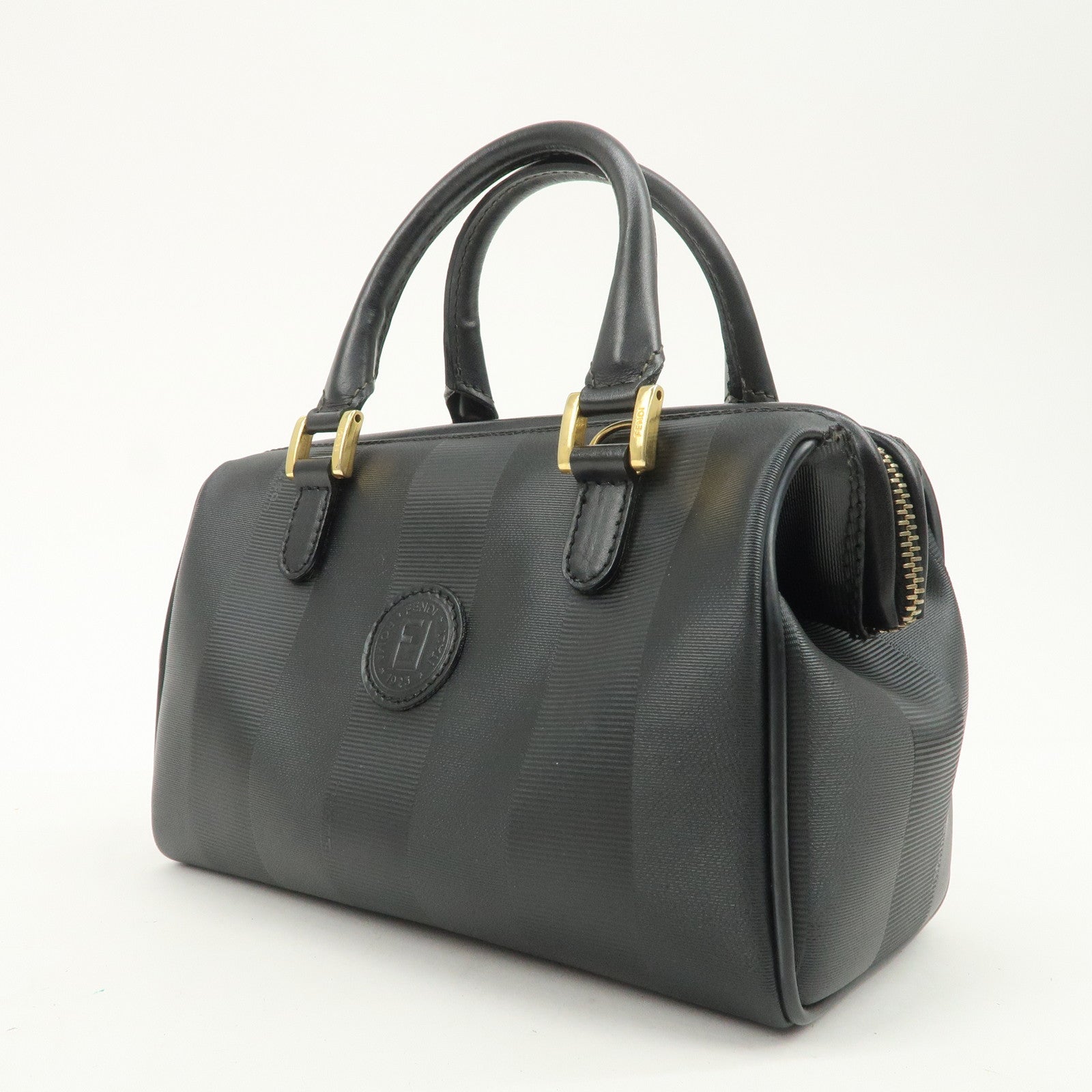 FENDI Pequin PVC Canvas Leather 2Way Boston Bag 259022
