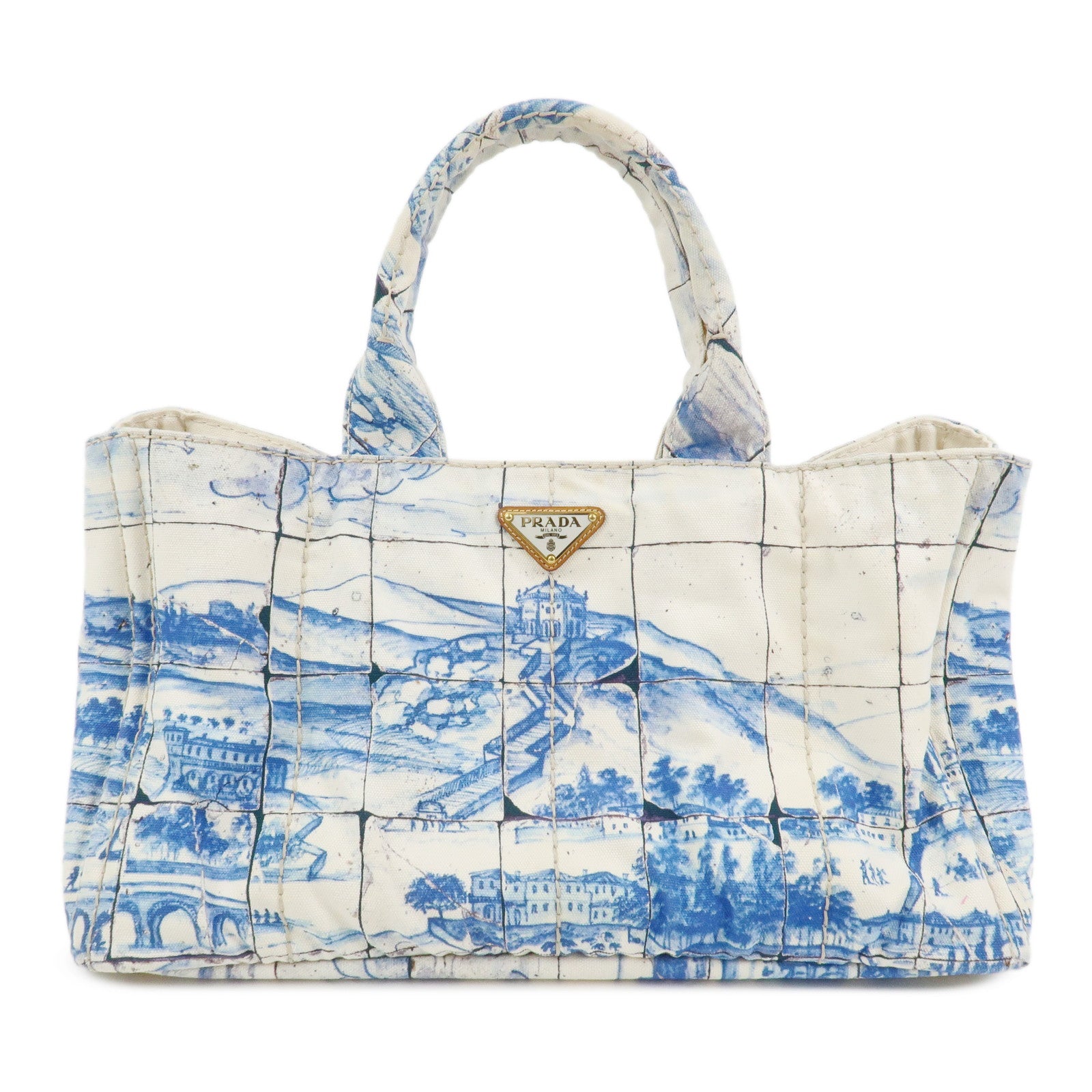 PRADA Canapa Large Denim 2Way Bag Tote Bag Shoulder Bag Blue B1872B