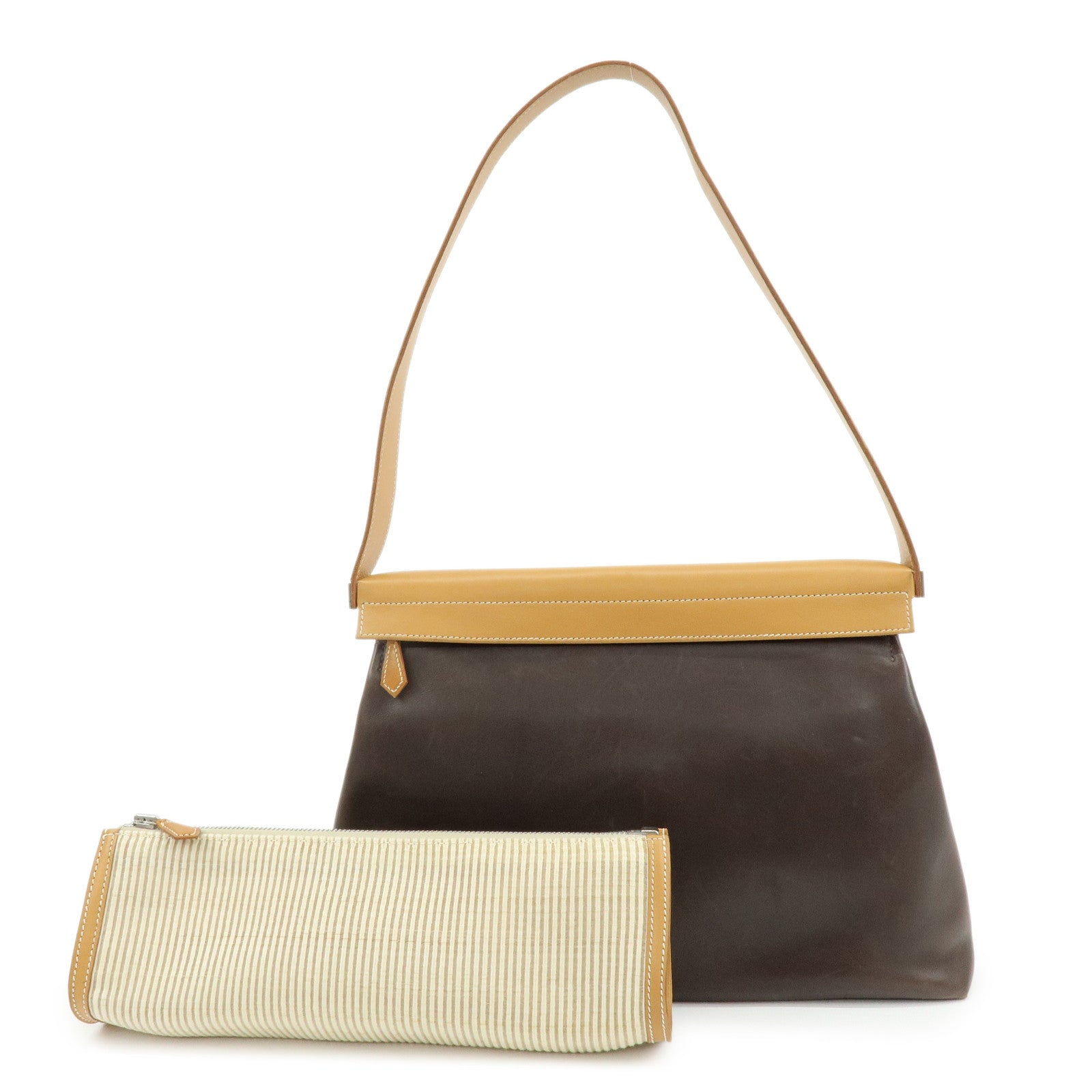 HERMES Yo Bag Crinoline Calf Leather ▢G Stamped Shoulder Bag Brown