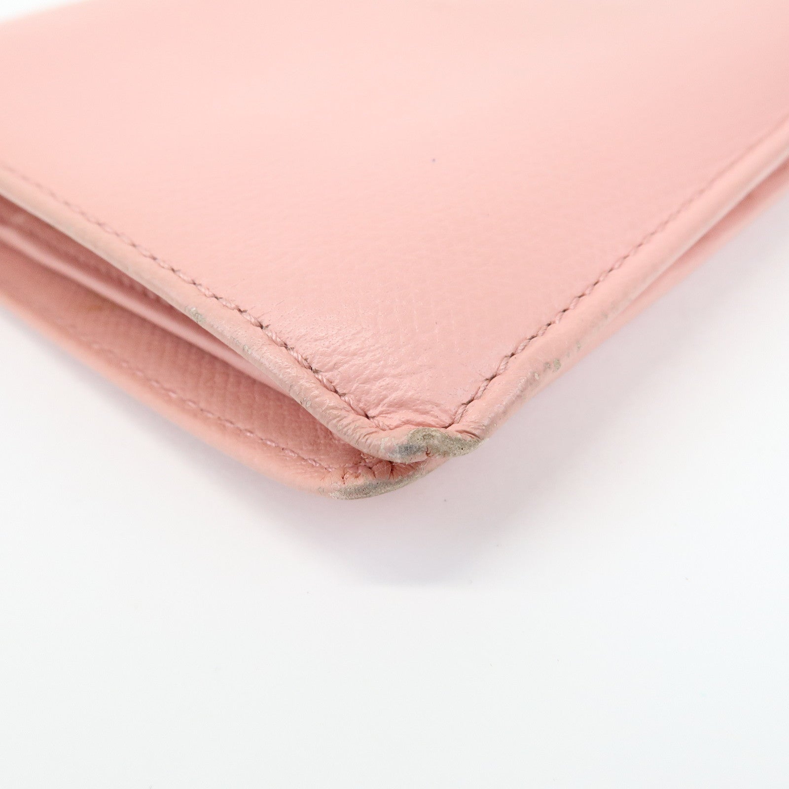 CHANEL COCO Mark Leather Bi-fold Long Wallet Pink