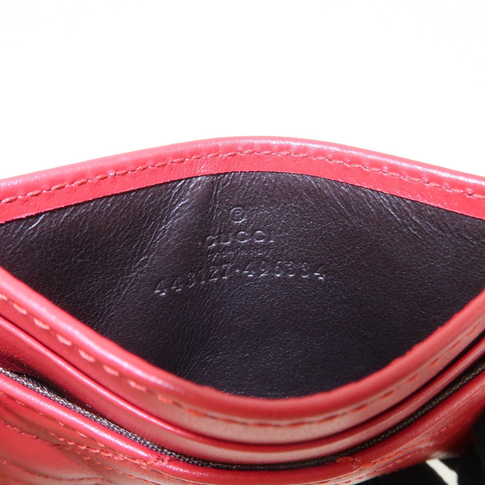 GUCCI GG Marmont Leather Card Case Red Gold Hardware 443127