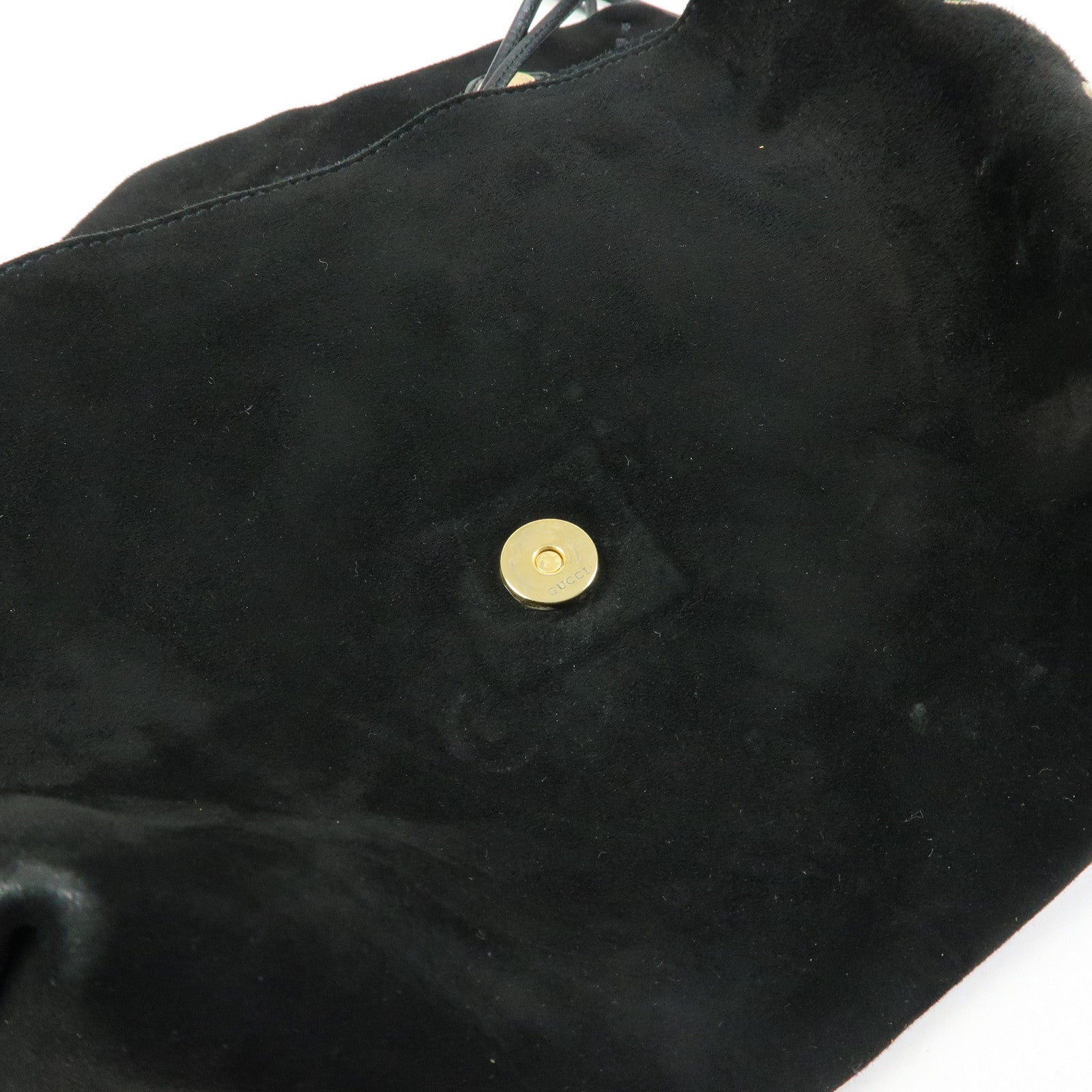 GUCCI Heart Suede Leather Shoulder Bag Crossbody Bag Black 95107