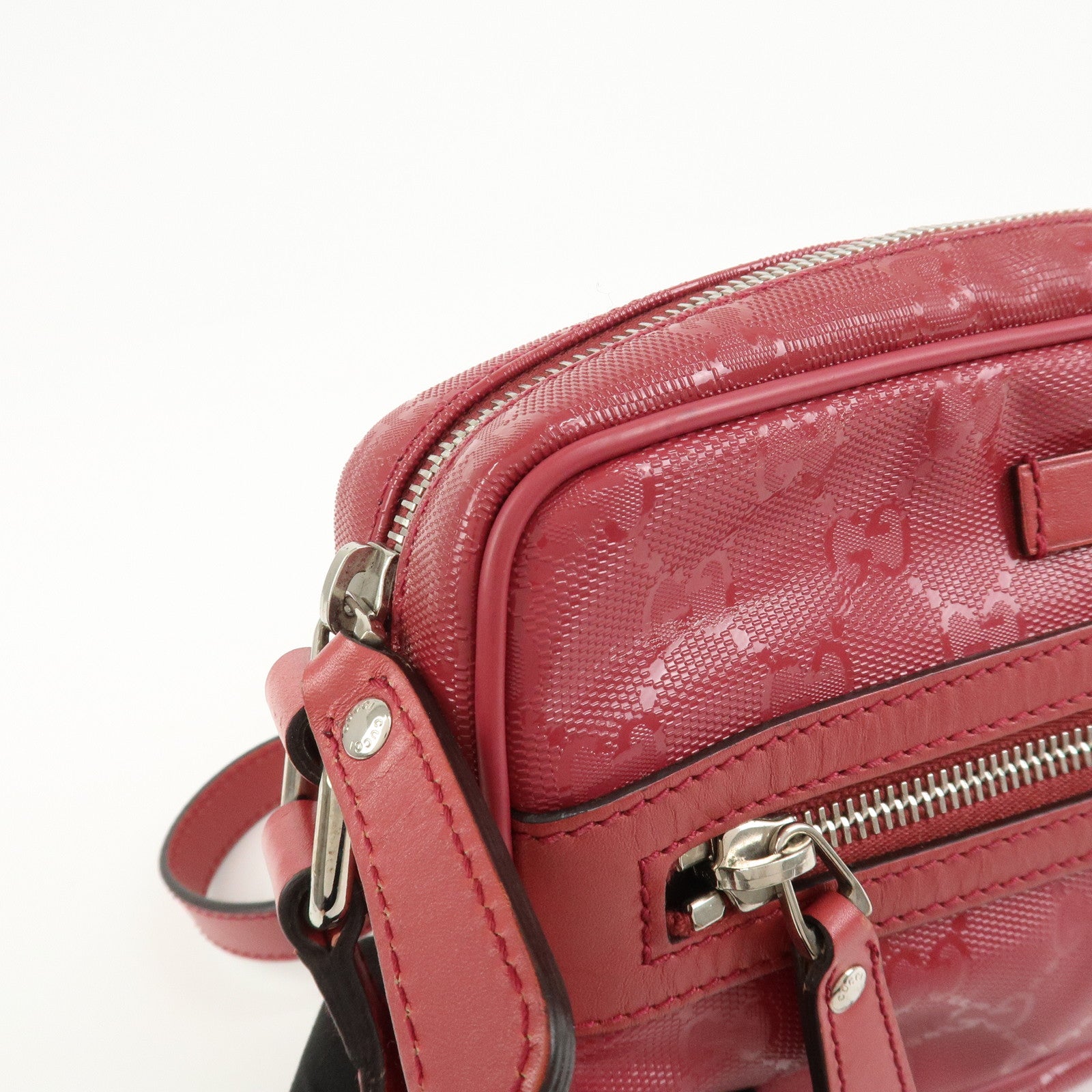 GUCCI GG Imprime GG Supreme Leather Shoulder Bag Pink 201447