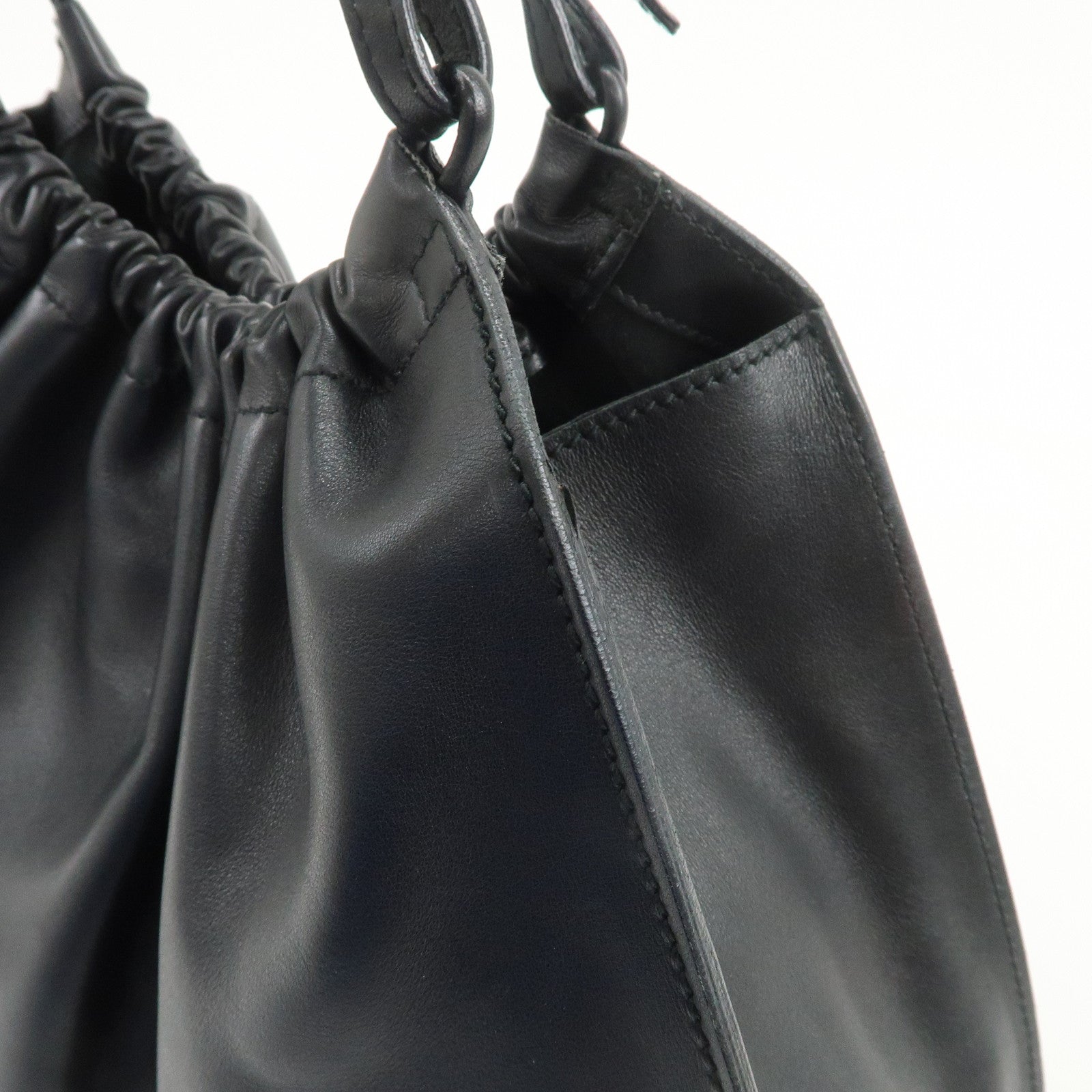 GUCCI Leather Tote Bag Hand Bag Black 76554